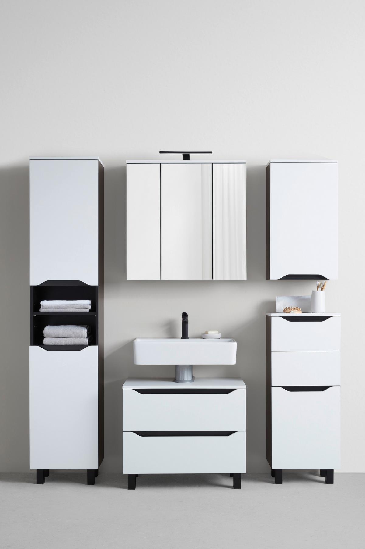 Hochschrank Wave II in Schwarz/Weiß - Weiss/Schwarz, Modern, Holzwerkstoff (40/190/30cm) - Mömax