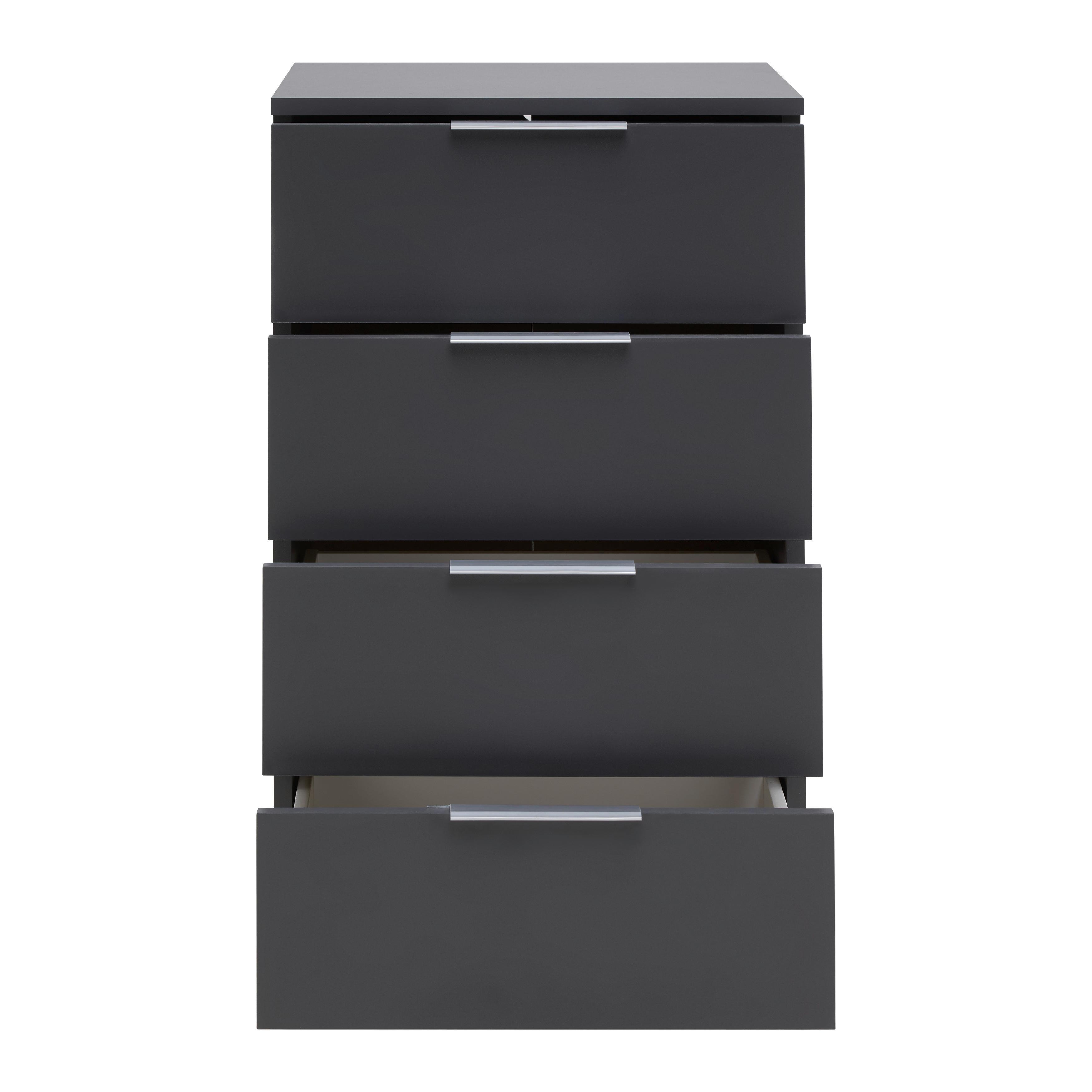 SÄNGBORD CUATRO - silver/antracit, Klassisk, trämaterial/plast (46/79/42cm) - Modern Living