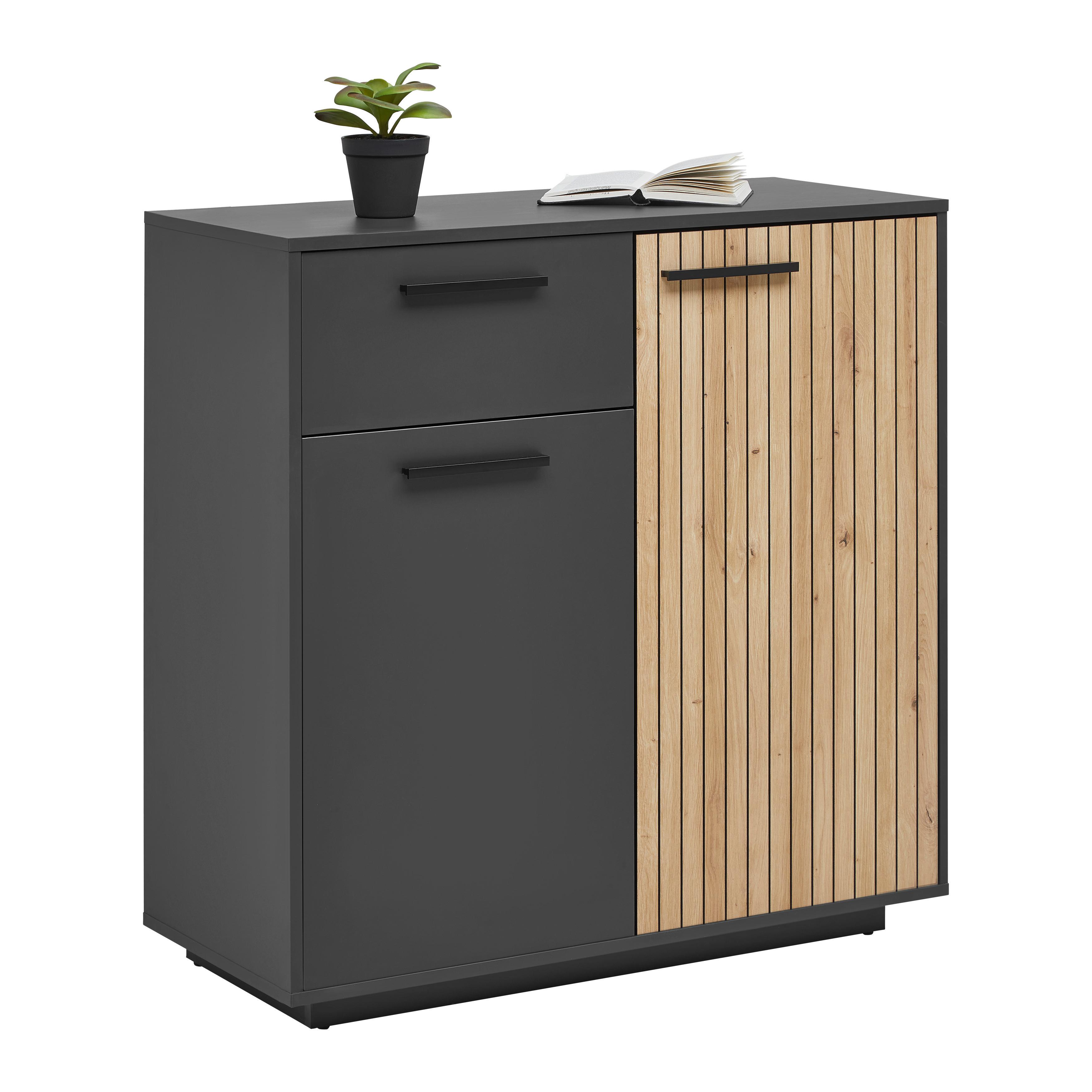 Comodă LUKAS - stejar Artisan/antracit, Modern, material pe bază de lemn (93,6/95,4/40,2cm) - Modern Living