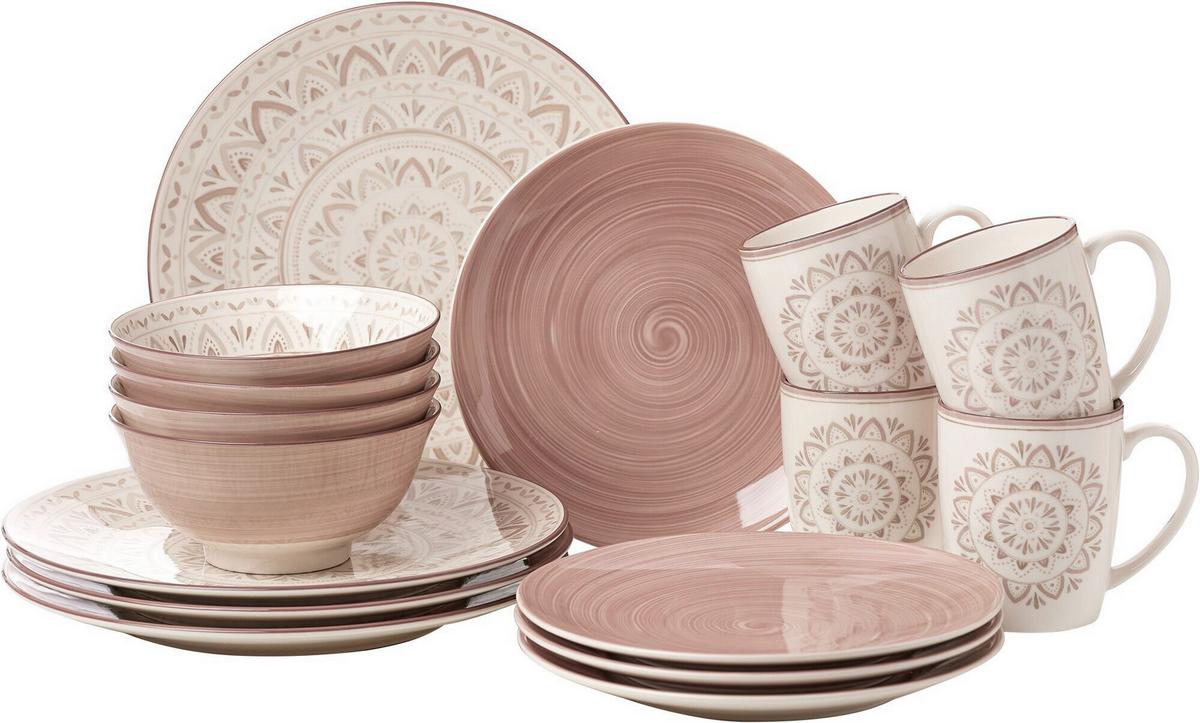 SERWIS OBIADOWO-ŚNIADANIOWY VALENCIA MOB - różowy/kremowy, Konventionell, ceramika (41/39/34cm) - Ritzenhoff Breker
