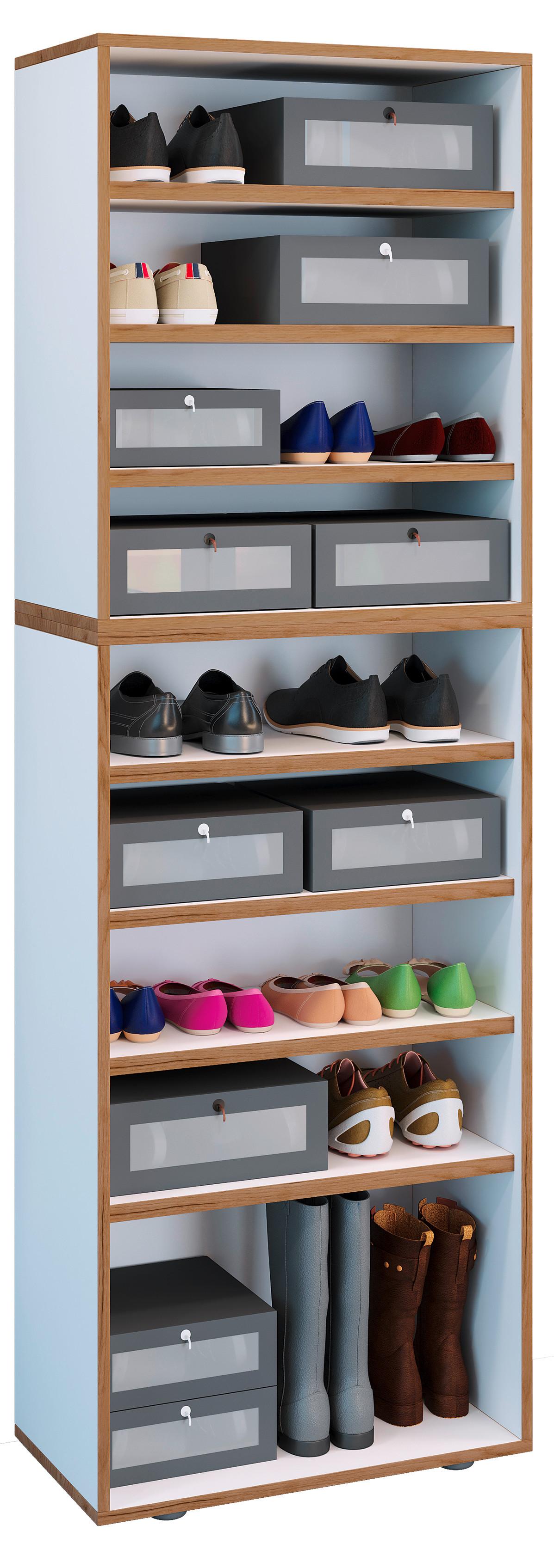 SCHUHREGAL SALIA - Honigeiche/Weiss, Design, Holzwerkstoff/Kunststoff (60/183/33cm) - MID.YOU