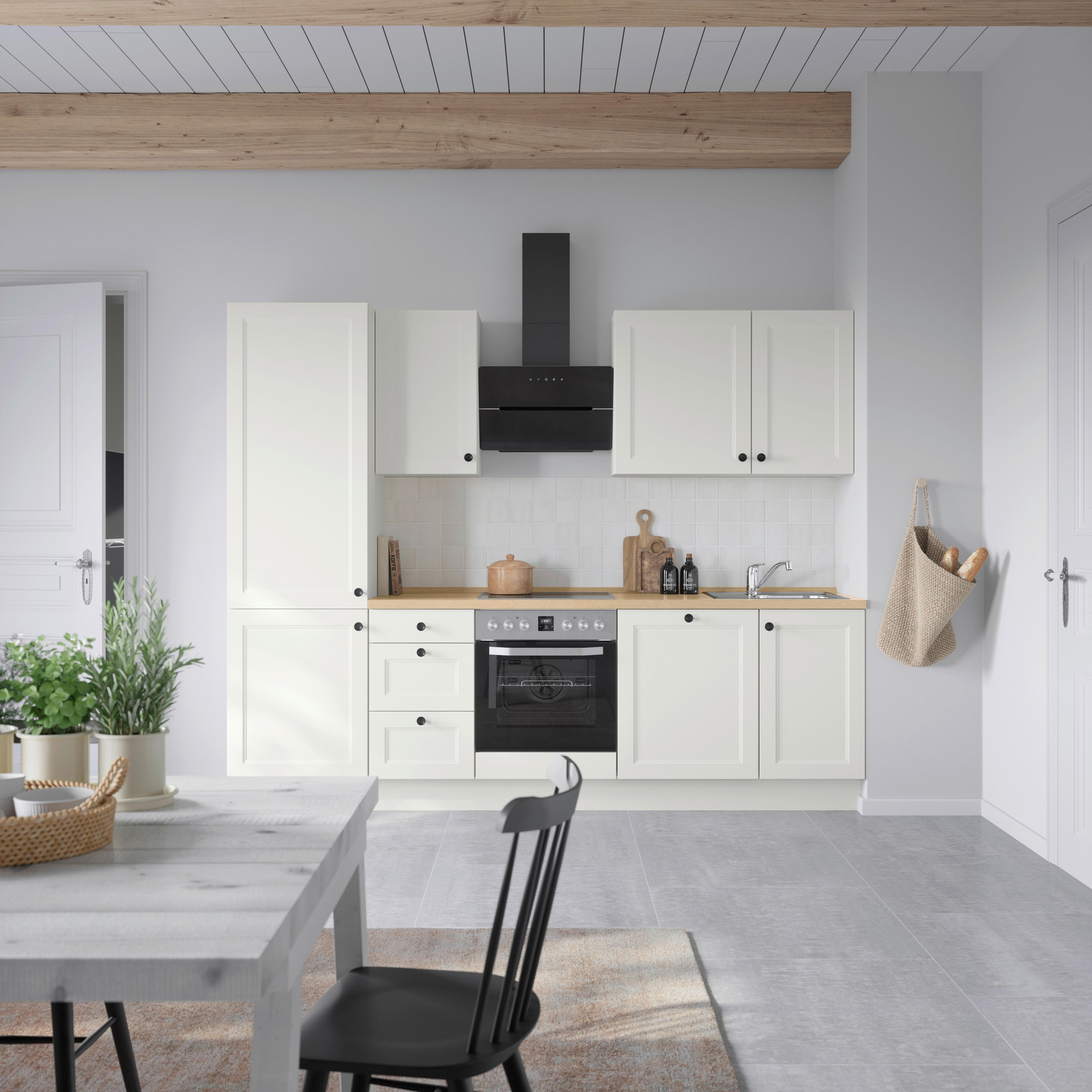 Küchenblock Cascada High m. Geräten Weiß - Eichefarben/Schwarz, MODERN, Holzwerkstoff/Metall (270cm) - Nobilia