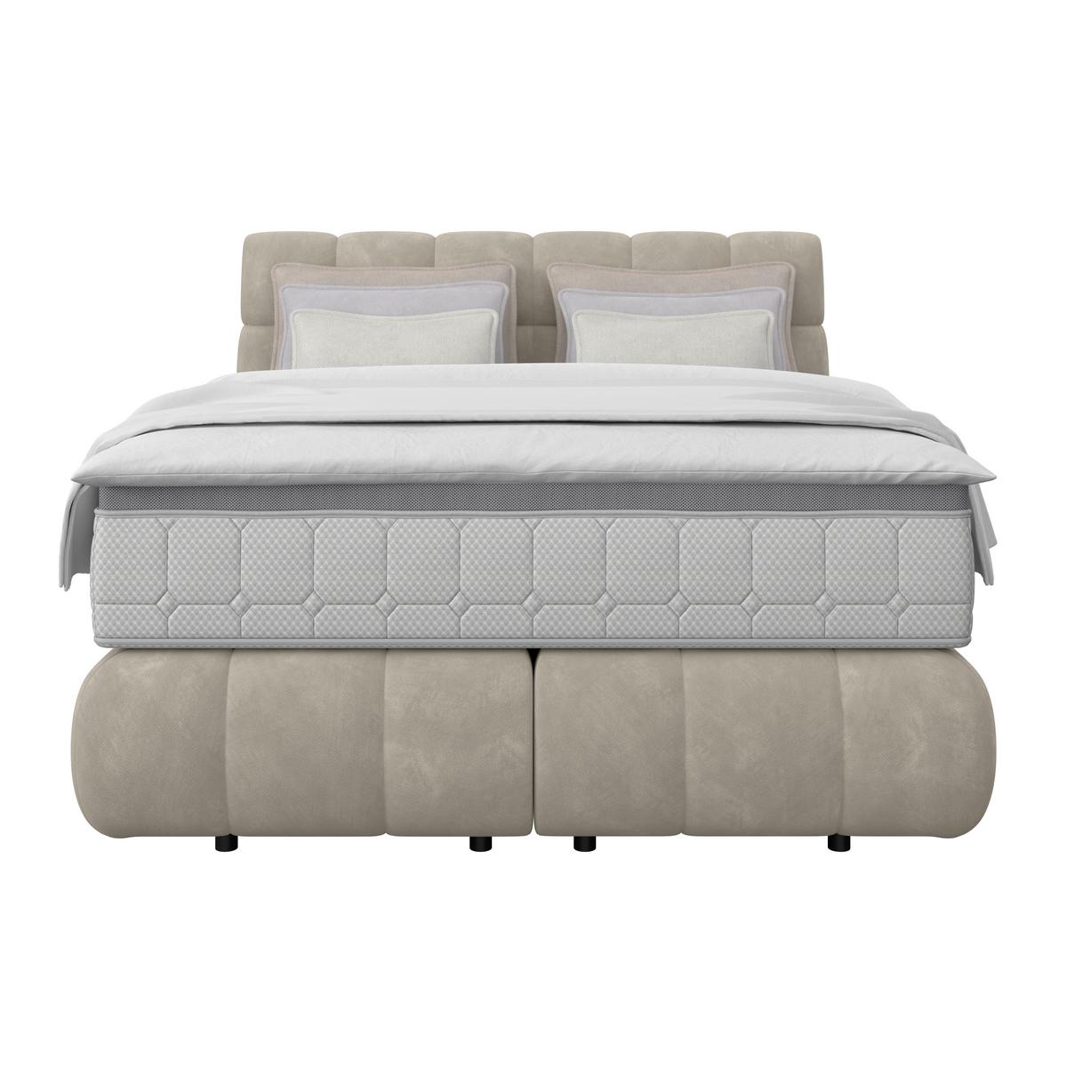 Boxspring Krevet Nobu - crna/taupe, Trend, drvo/tekstil (140/200cm) - Premium Living