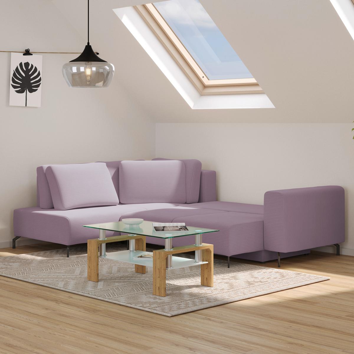 Kutna Garnitura Veni - ljubičasta/crna, Moderno, tekstil (210/272cm) - Modern Living