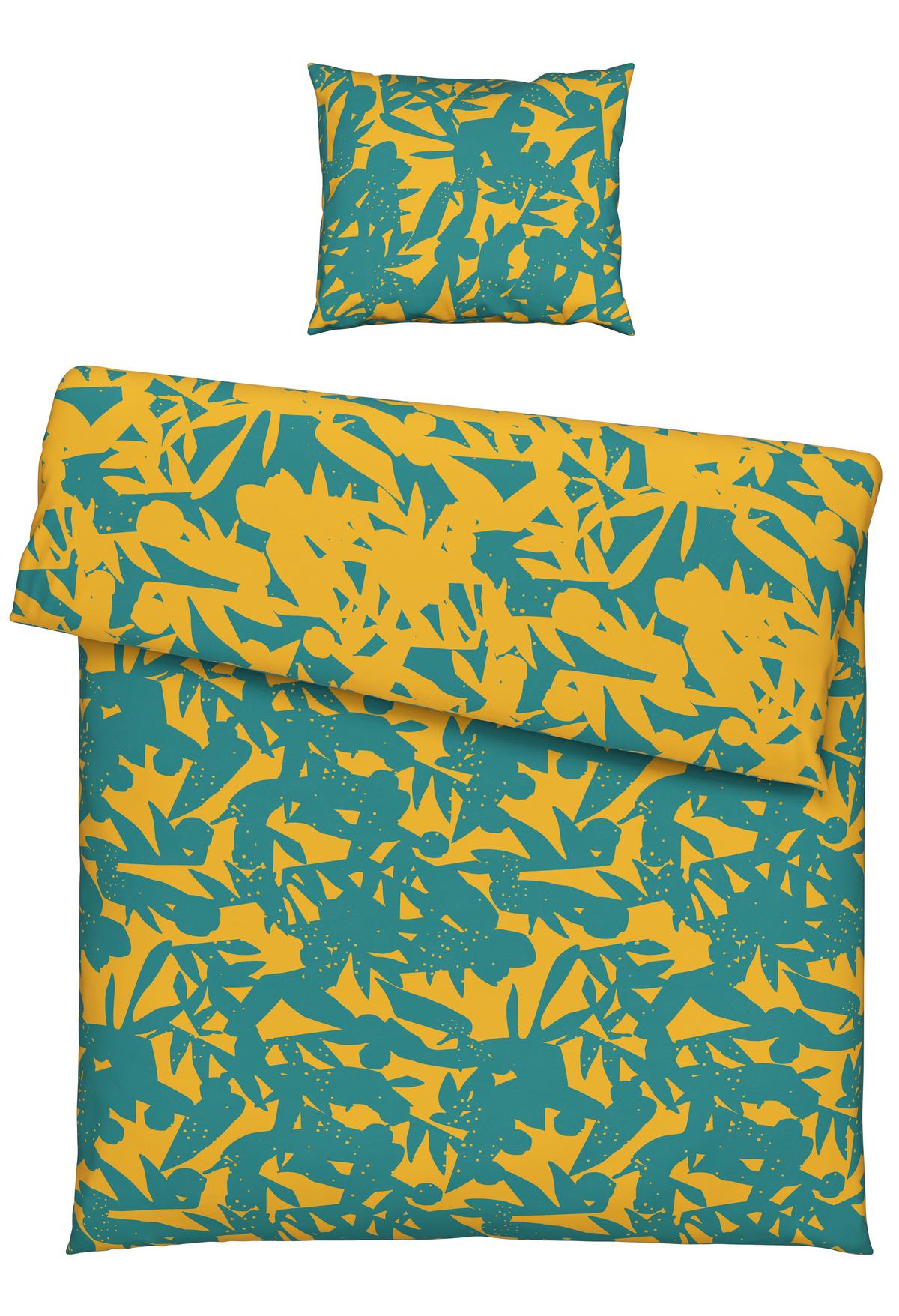 WENDEBETTWÄSCHESET ABSTRACT WENDE - Blau/Gelb, Konventionell, Textil (160/210cm) - Modern Living