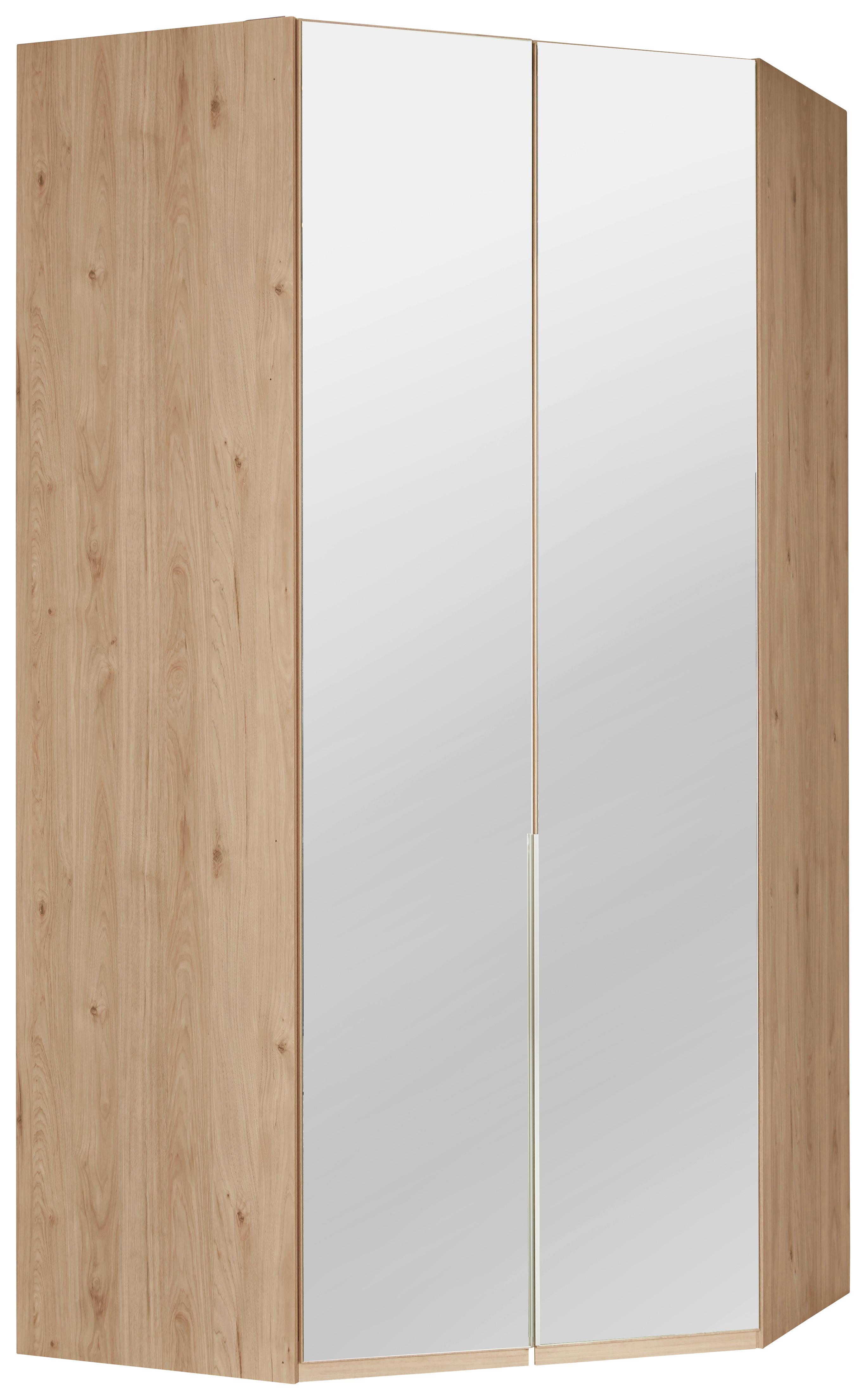 Kutni Ormar Za Odjeću New York - boje hrasta/boje aluminija, Konvencionalno, drvni materijal/metal (120/236/120cm) - Premium Living