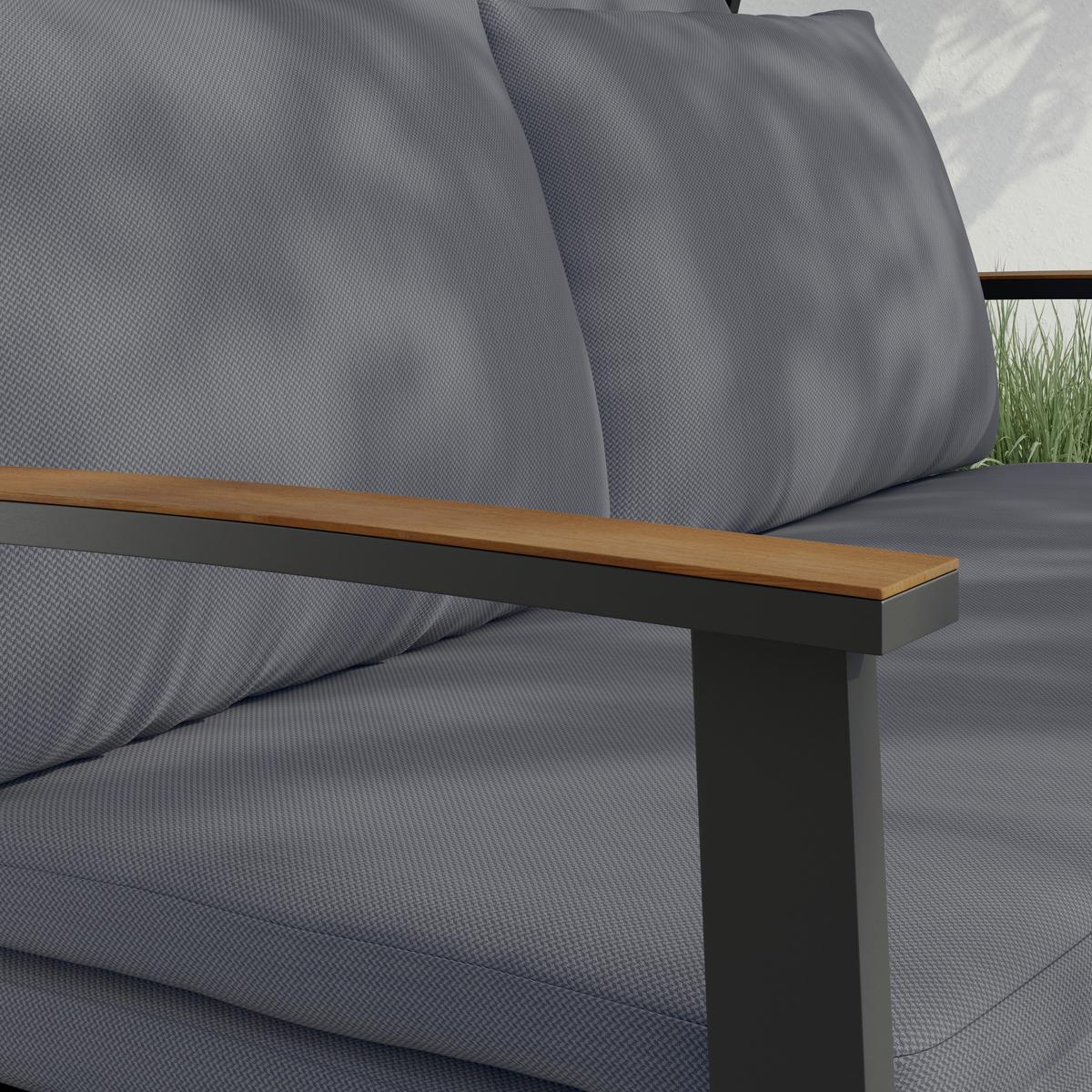 Lounge Zofa Serdal - črna/barva oreha, Moderno, kovina/tekstil (138/147/97cm) - Mömax