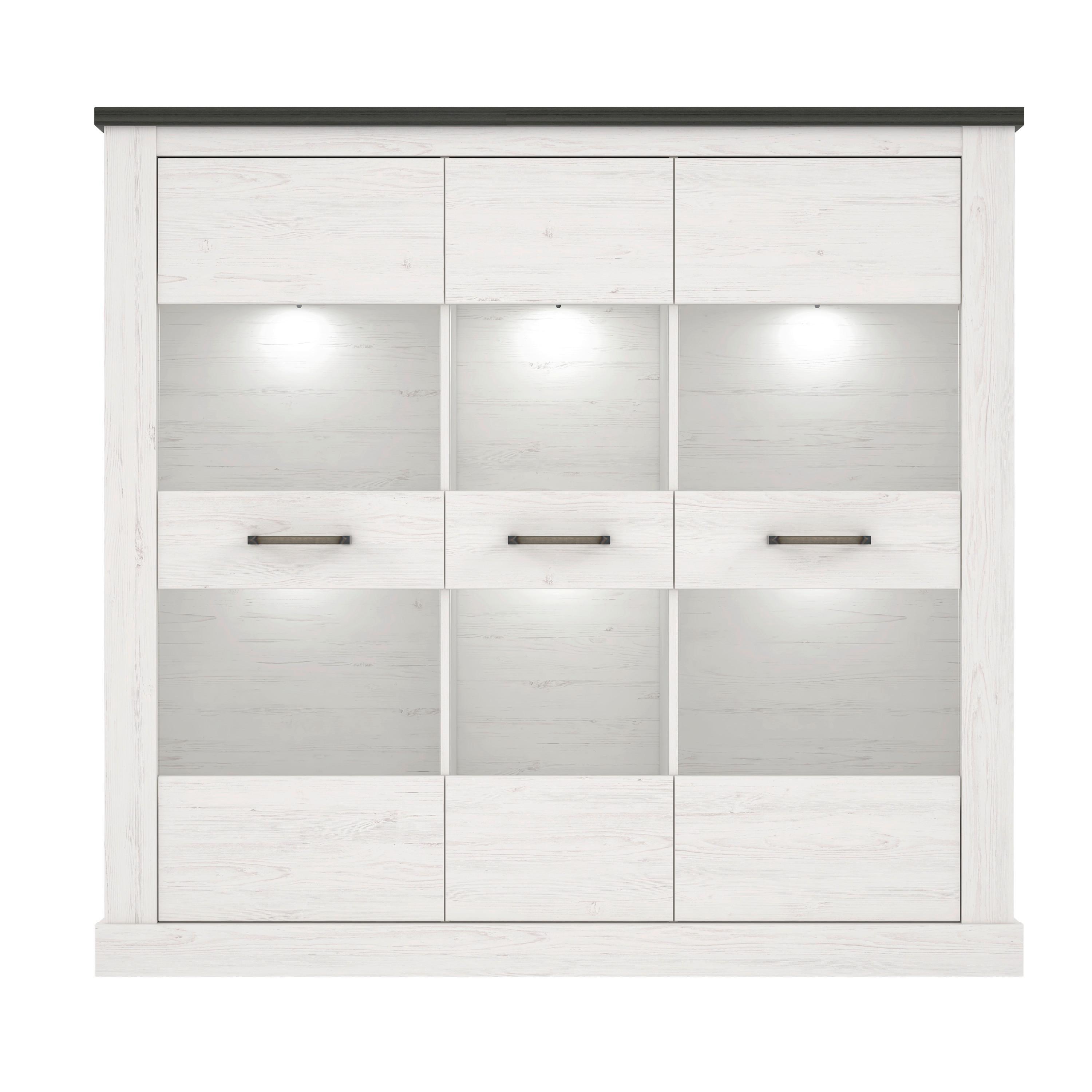 Vitrină Montreal - culoare coconar, Konventionell, sticlă/material pe bază de lemn (160,4/150,6/41,4cm) - Premium Living