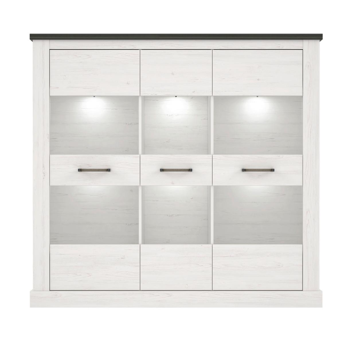 Vitrină Montreal - culoare coconar, Konventionell, sticlă/material pe bază de lemn (160,4/150,6/41,4cm) - Premium Living