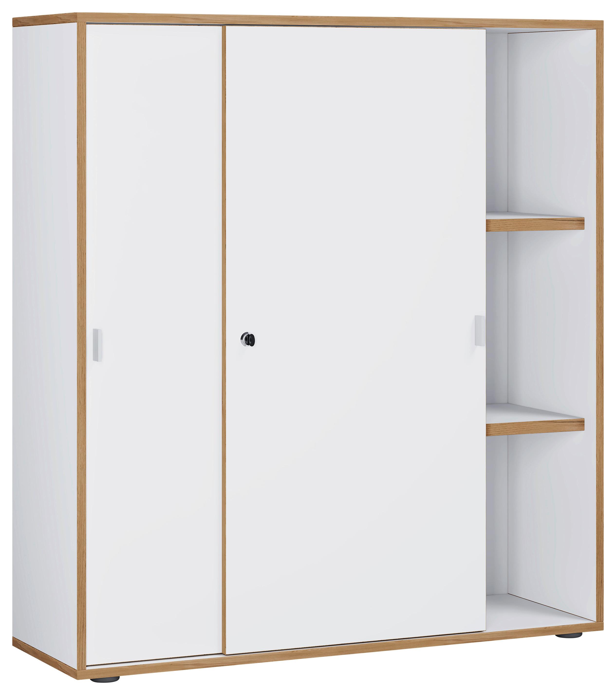 AKTENSCHRANK SALIA B100 - Honigeiche/Weiss, Design, Holzwerkstoff (100/110/37cm) - MID.YOU