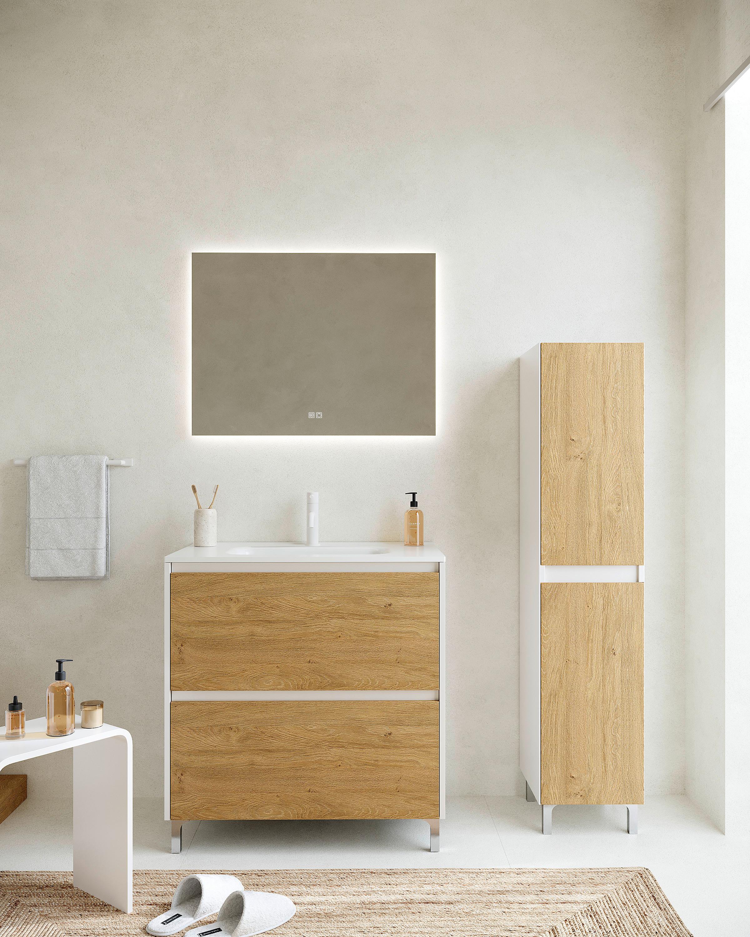 Element Ispod Umivaonika Lisbona - bijela visoki sjaj/boje kroma, Basics, drvni materijal/plastika (80/74/46cm)