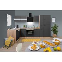 Eckküche Economy Grau /Eichefarben ca. 172x310 cm - Eichefarben/Grau, Basics, Glas/Holzwerkstoff (172/310cm) - Respekta