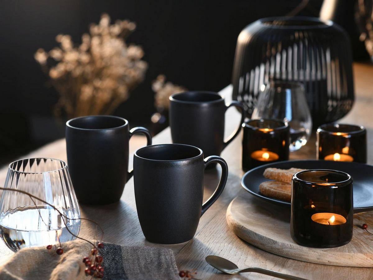 Kaffeebecherset Soft Touch Schwarz, 6-teilig - Schwarz, Basics, Keramik (300ml) - Creatable