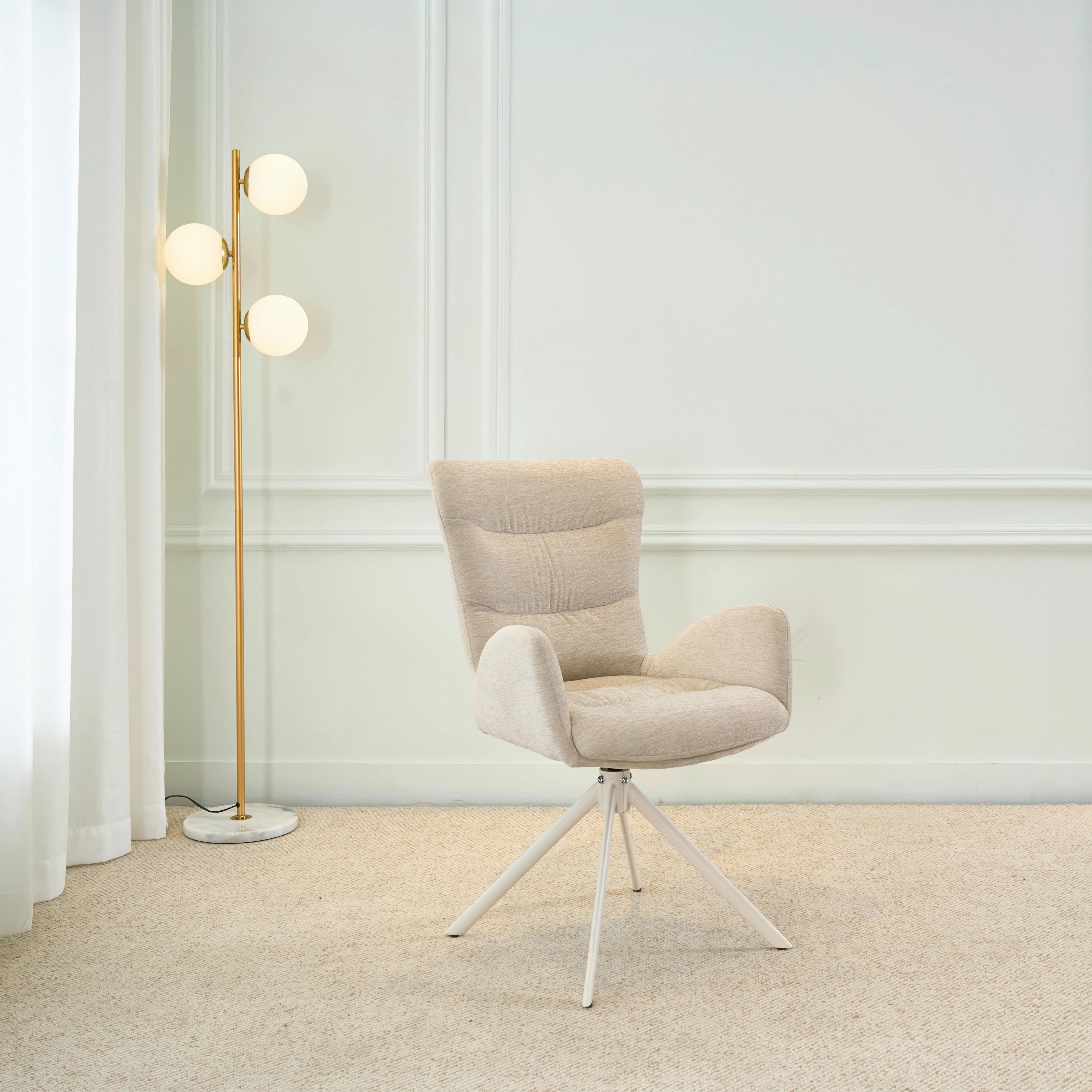 STOL MED ARMSTÖD STELLA - beige, Design, metall/textil (58/91/65cm) - Mömax