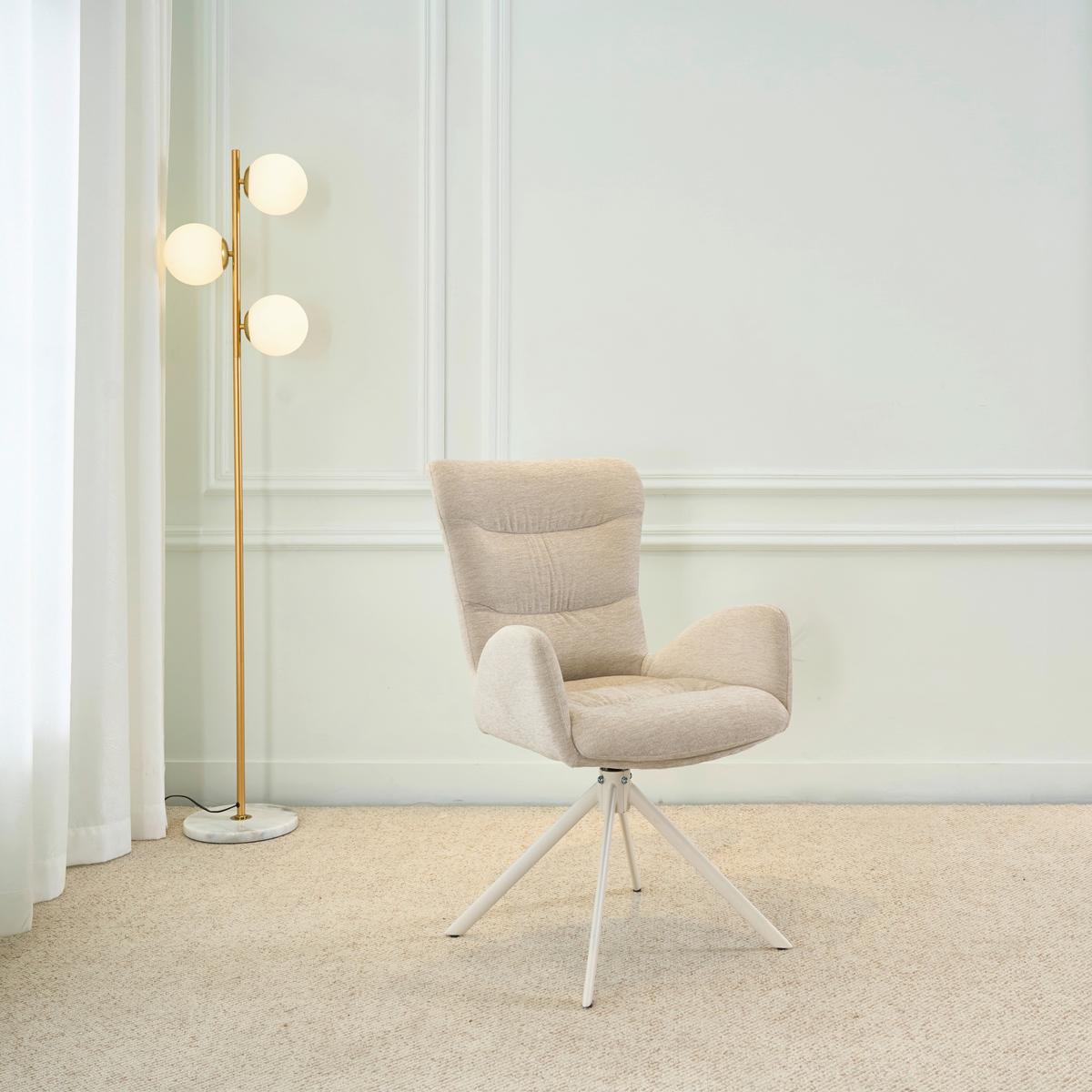 Armlehnstuhl Stella Beige - Beige, Design, Textil/Metall (58/88,5/68cm) - Mömax