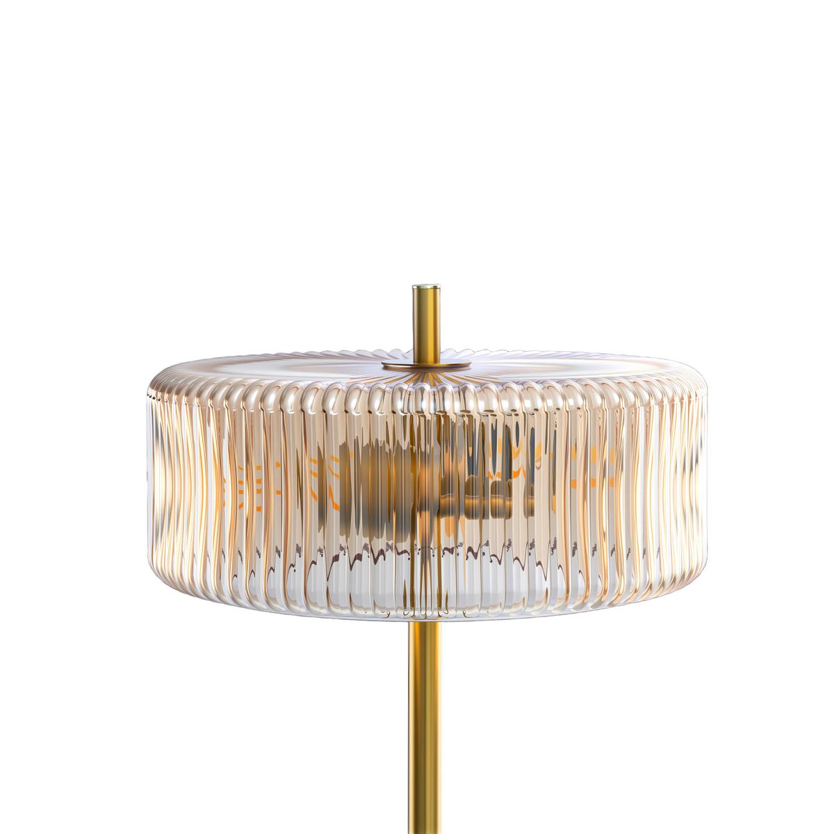 LAMPA STOJĄCA VALENTINA - kolor bursztynowy/kolor złoty, Trend, metal/szkło (30/145cm) - Collett's Monde