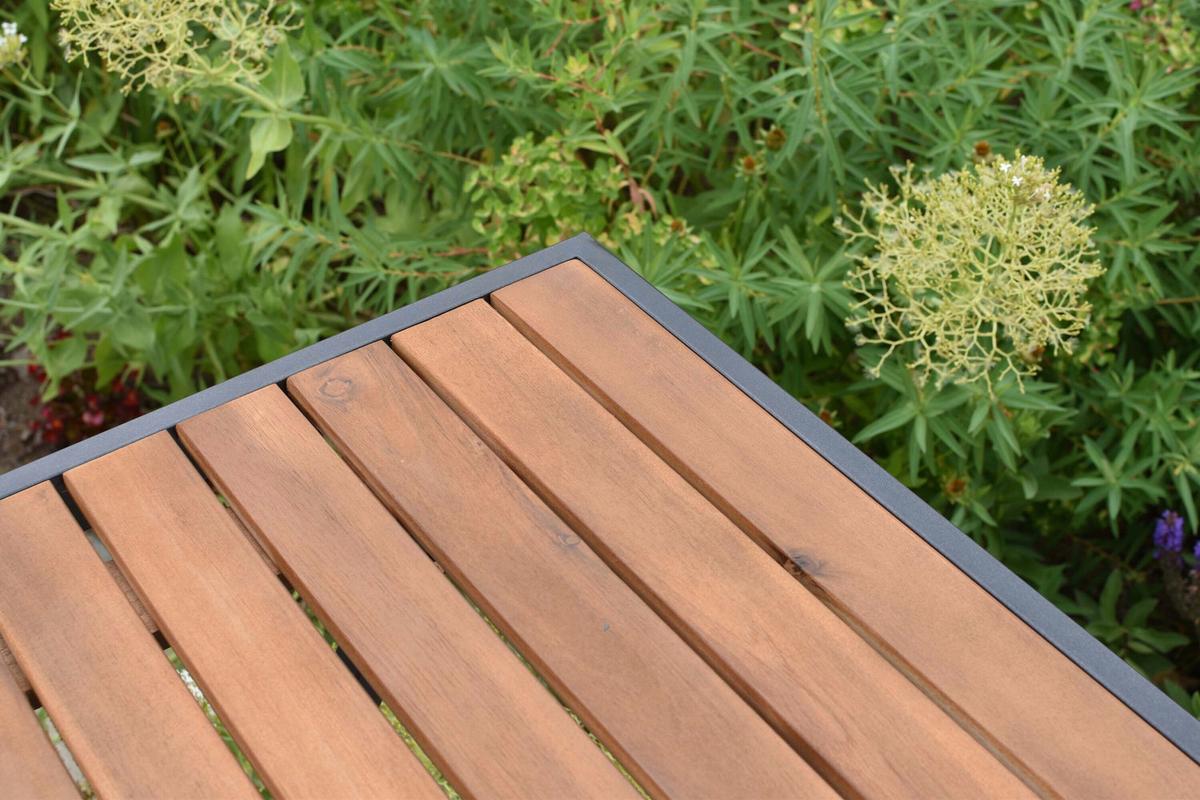 Gartenklapptisch Patmos Holz - Graphitfarben/Akaziefarben, KONVENTIONELL, Holz/Metall (70/70/73cm) - Gardenson