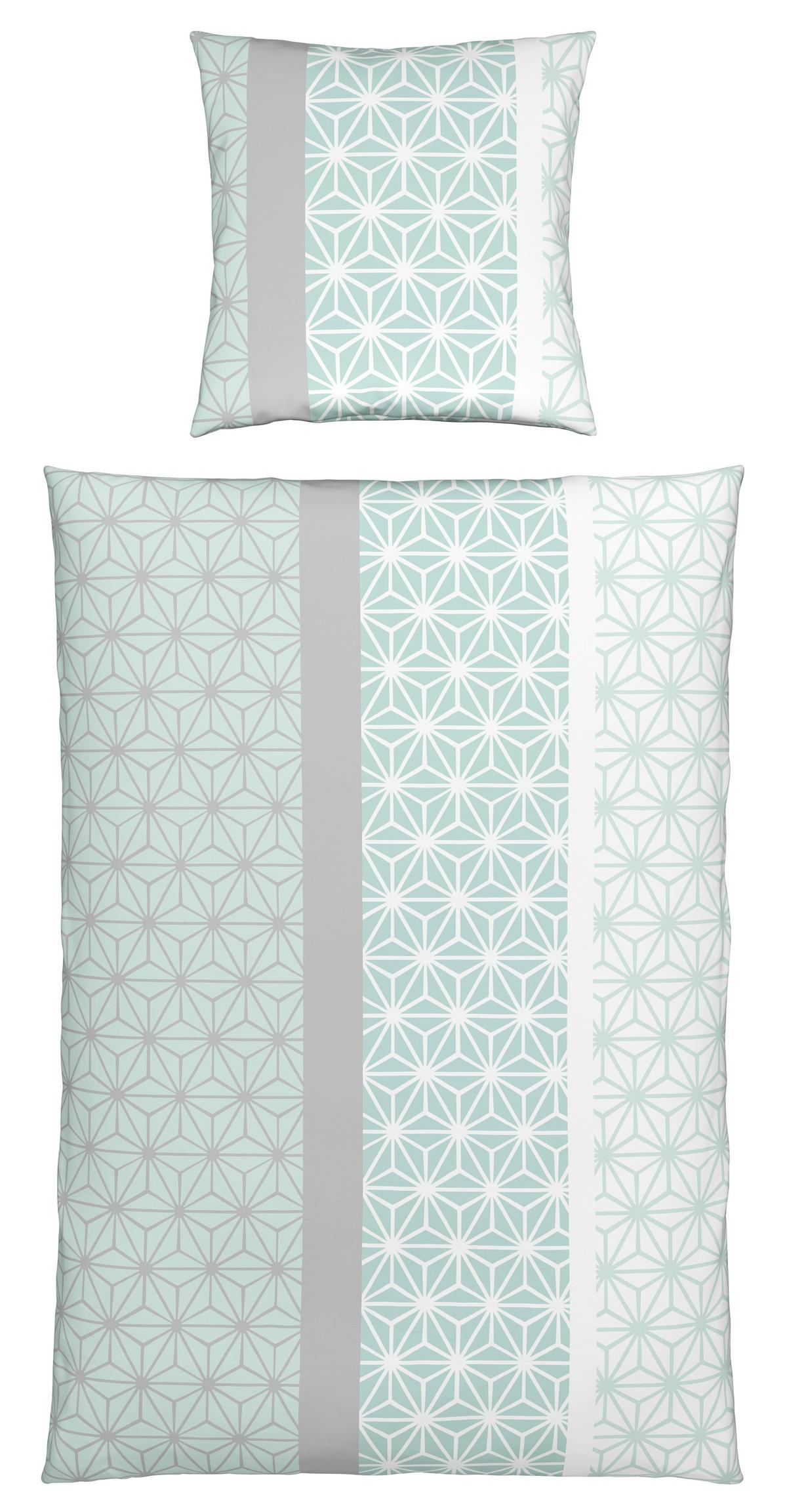 Bettwäsche Selma in Mint ca. 135x200cm - Gelb/Weiß, KONVENTIONELL, Textil (135/200cm) - Based