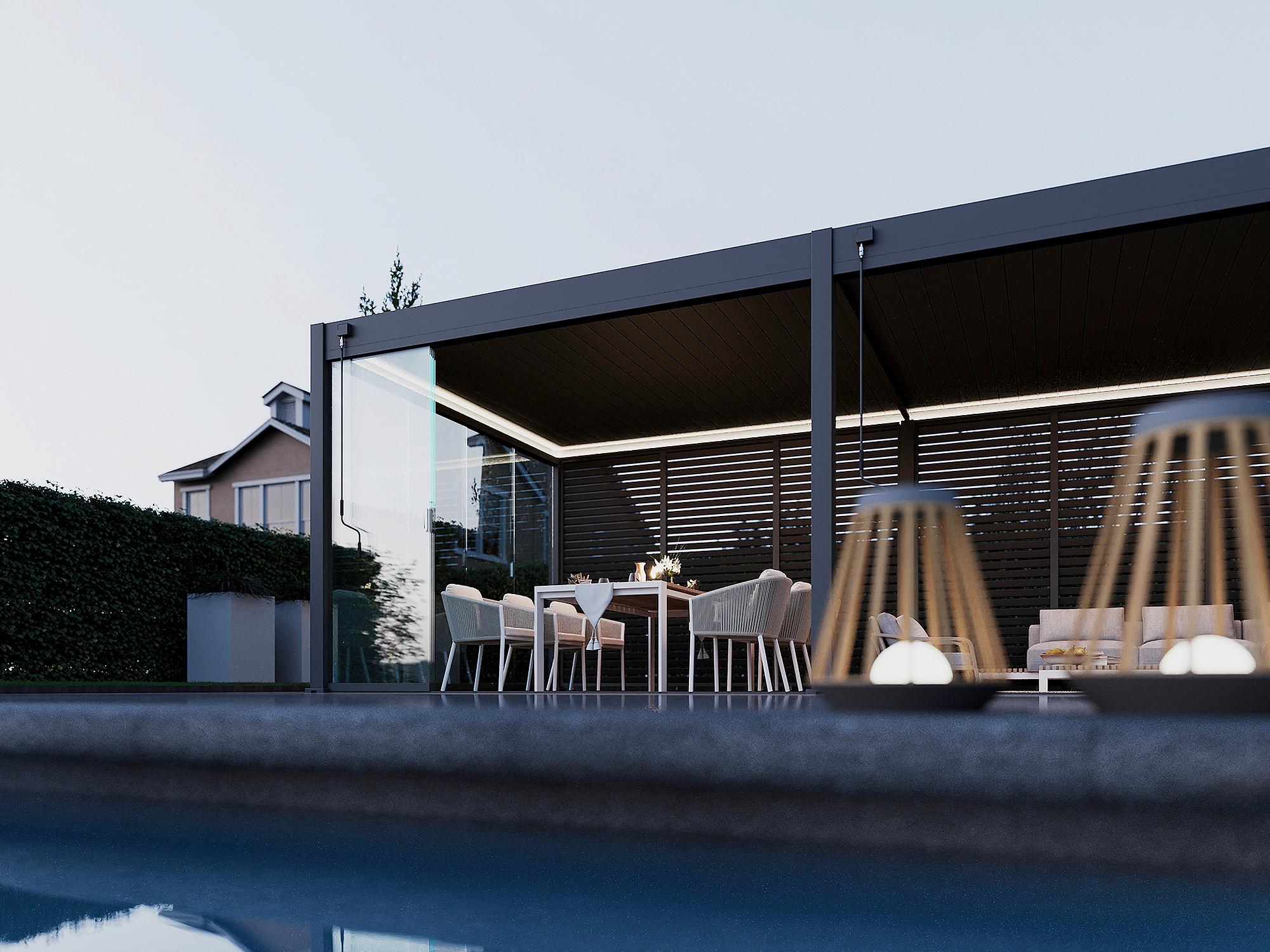 Pavillon Deluxe ca. 720x255x360 cm Anthrazit - Anthrazit, Basics, Metall (720/255/360cm) - Gardenson