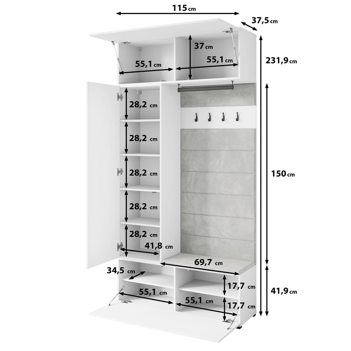 Predsoba Tejo, Bež, Kašmir - kašmir/bež, Design, leseni material (115/231,9/37,5cm) - Livetastic