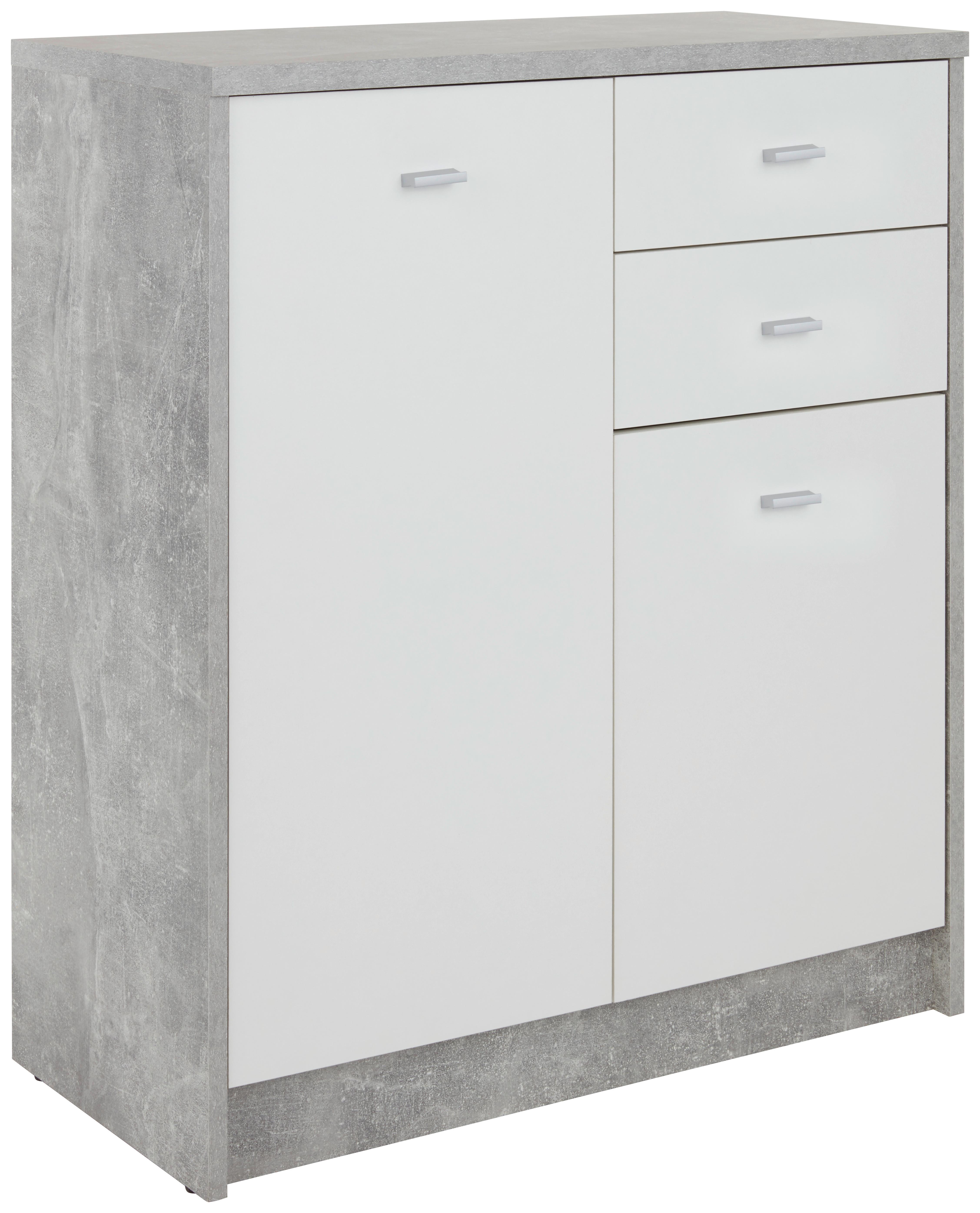 KOMODA 4-YOU NEW YUK04 - chromowy/biały, Modern, materiał drewnopochodny/tworzywo sztuczne (74/85,4/34,6cm)