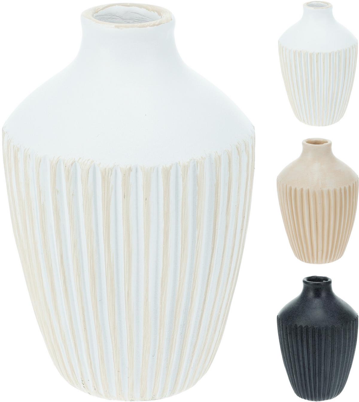 Váza Elle - bézs/fekete, kő (10/16cm)