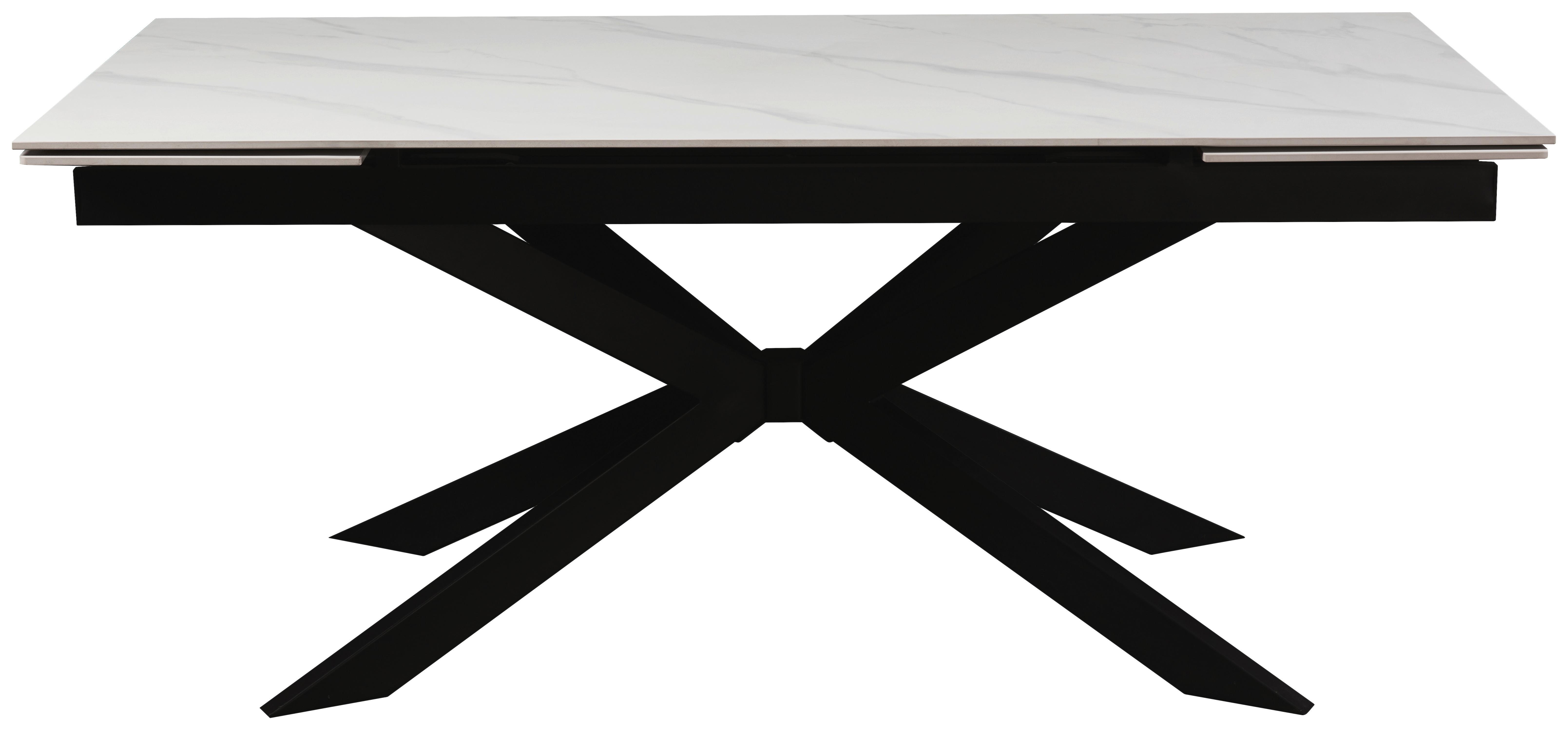 Ausziehtisch Leon Weiss ca. 180-260x90x76cm - Weiss/Schwarz, Modern, Keramik/Metall (180-260/76/90cm) - Premium Living