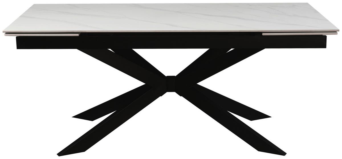 Ausziehtisch Leon Weiß ca. 180-260x90x76cm - Schwarz/Weiß, MODERN, Keramik/Metall (180-260/90/76cm) - Premium Living