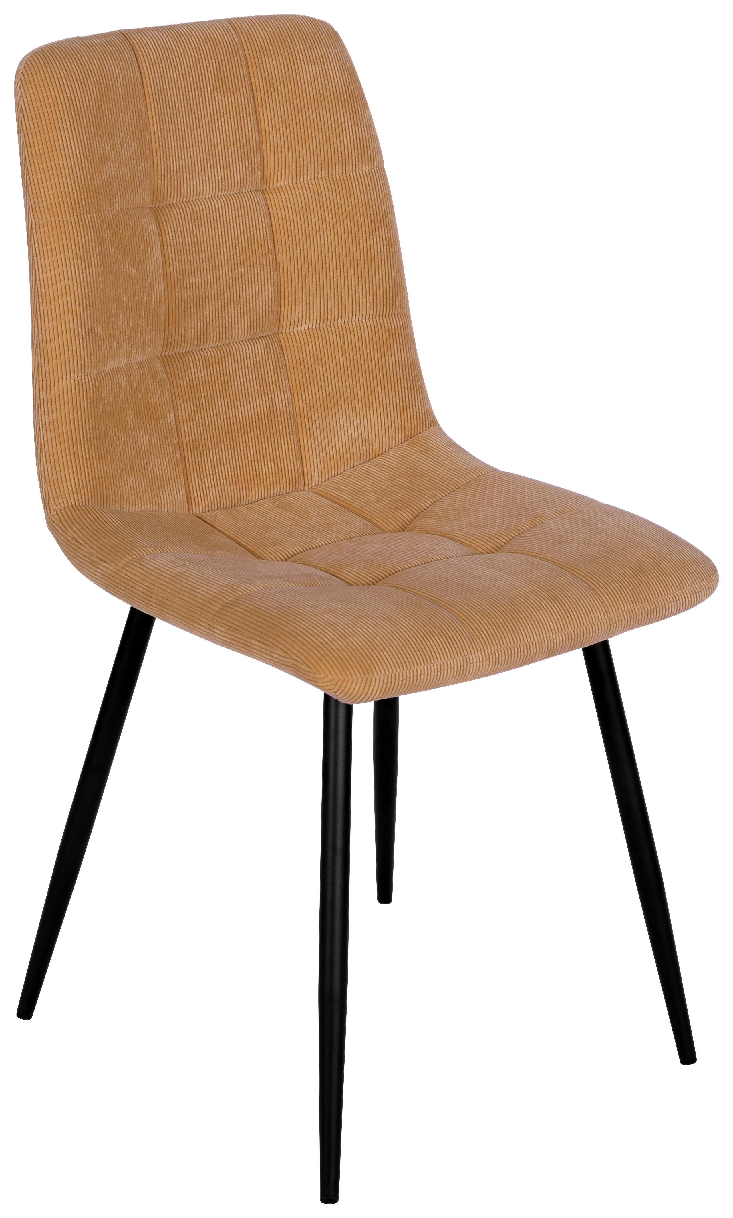 Stuhl aus Kord in Gelb - Gelb/Schwarz, MODERN, Holz/Textil (45/87/57cm) - Based