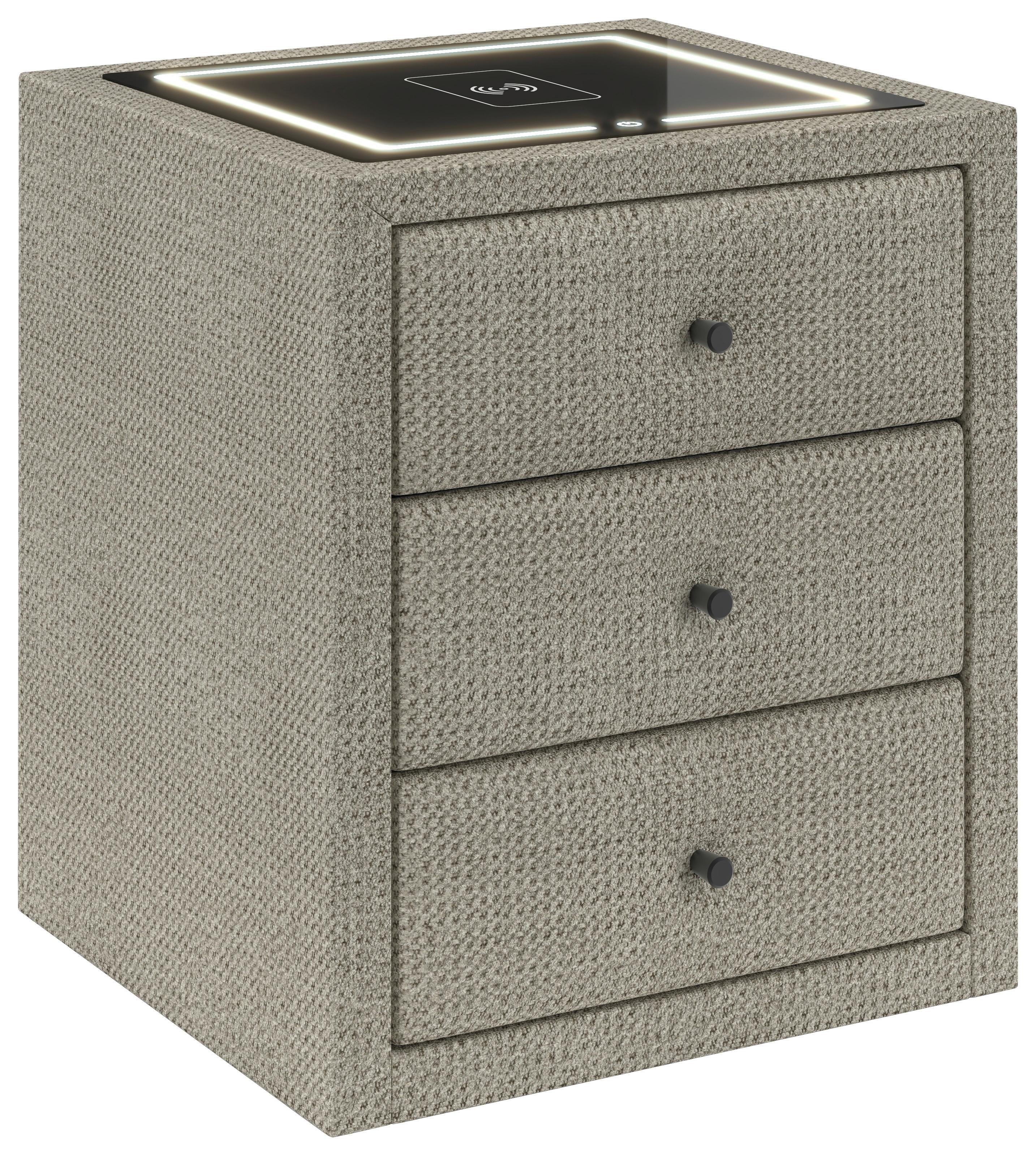 Noćni Ormarić Brisbane Ii - crna/boje šampanjca, Trend, staklo/drvni materijal (49,5/56,5/46cm) - Premium Living