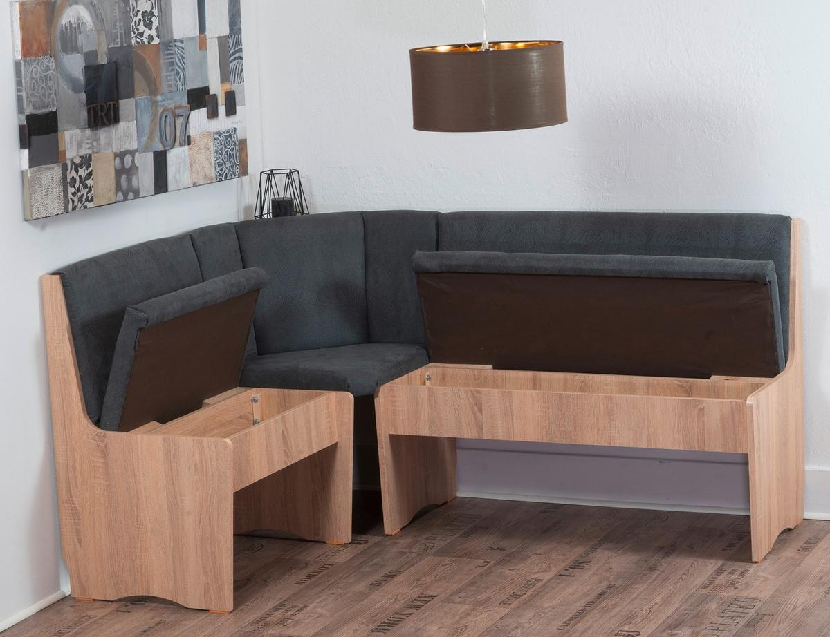 Eckbank Duisburg Grau/Sonoma Eiche - Grau/Sonoma Eiche, KONVENTIONELL, Holzwerkstoff/Textil (125/89/165cm) - P & B