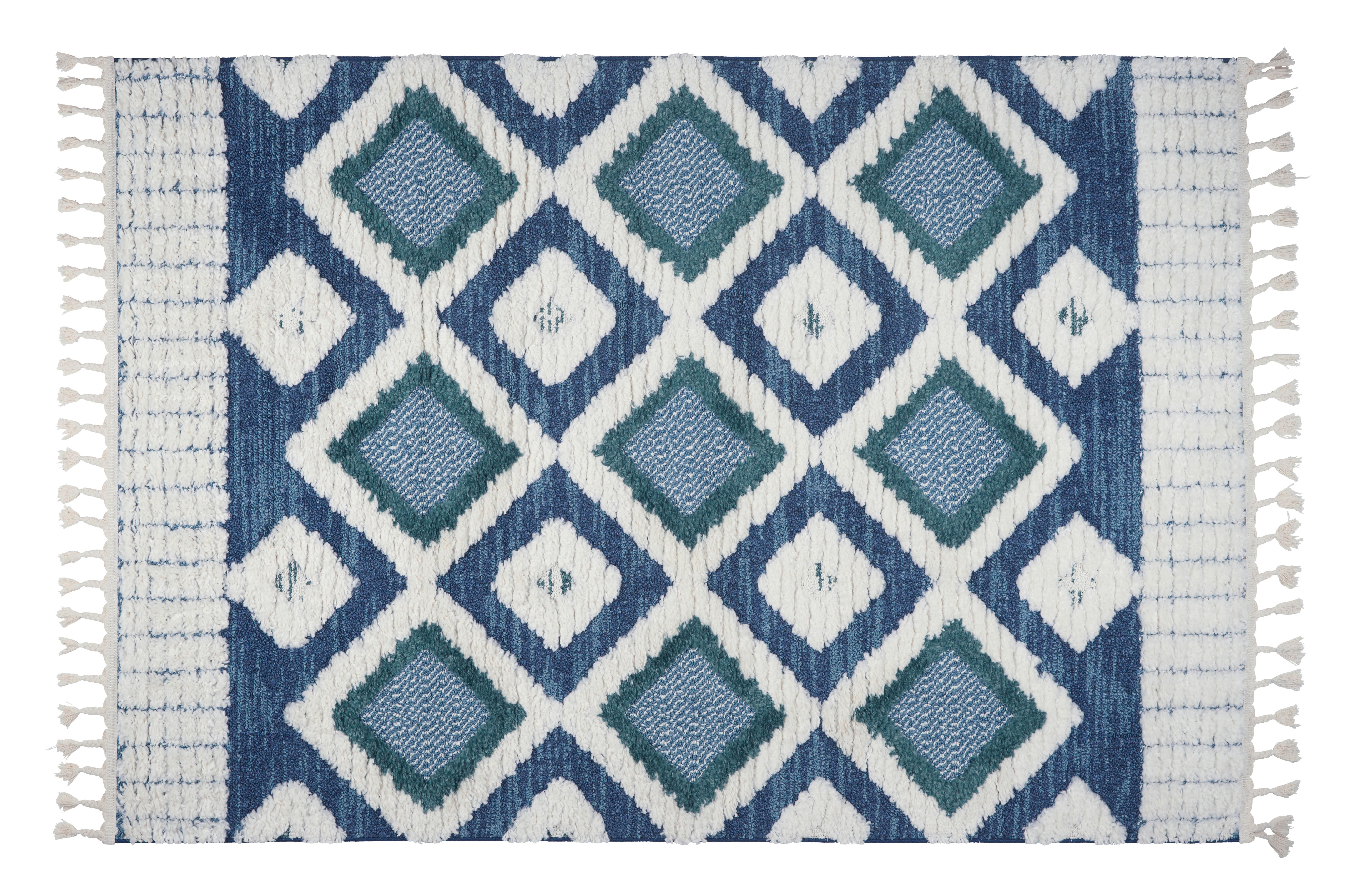 Webteppich Selma ca. 80x150cm - Blau/Grün, Basics, Textil (80/150cm) - Modern Living