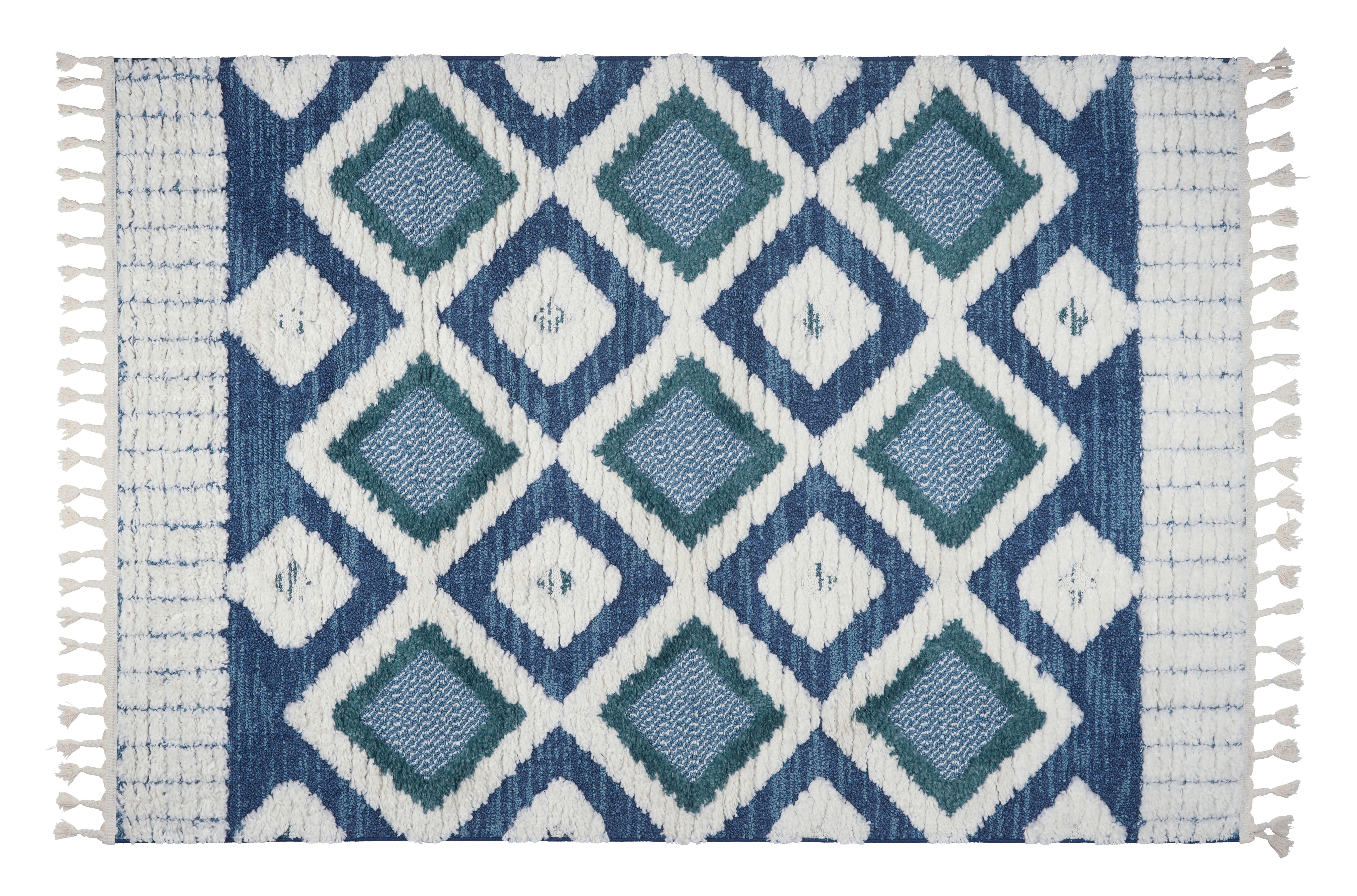 Webteppich Selma ca. 80x150cm - zielony/niebieski, Basics, tkanina (80/150cm) - Modern Living