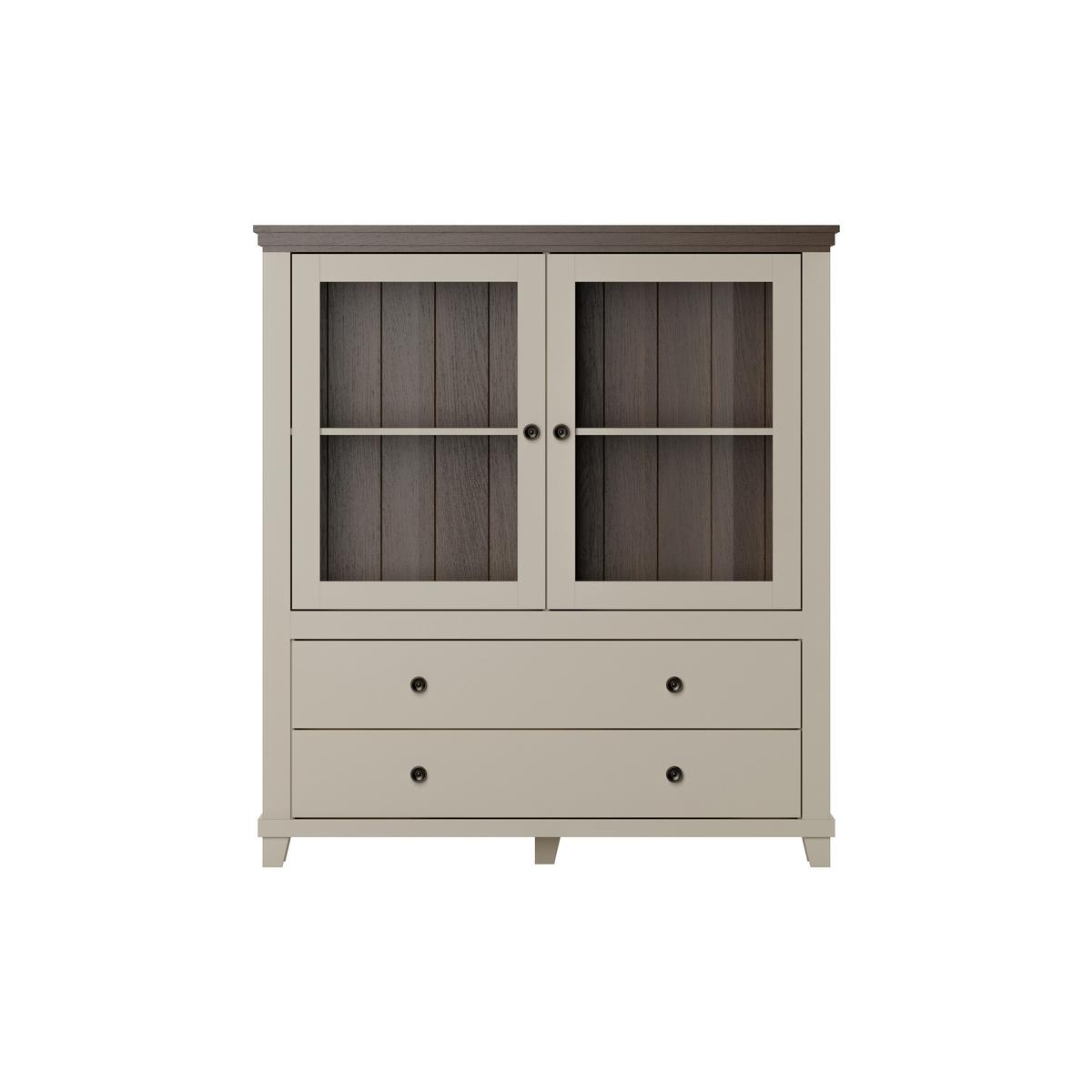 Félmagas Szekrény Evora - kasmírszínű/tölgyfa színű, Design, faalapú anyag/üveg (126/138/42cm)
