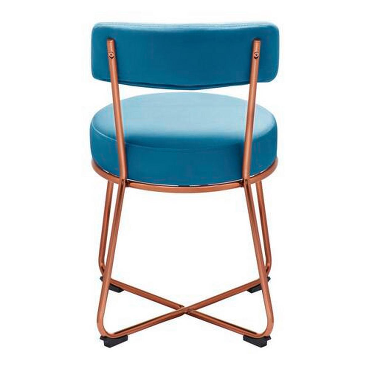 Stuhl Pamela Petrol Samt Gepolstert - Roségold/Petrol, MODERN, Holz/Textil (44/73/47,5cm) - Bessagi Home