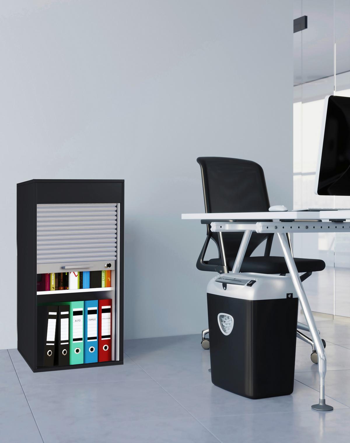 Pisarniška Omara Aktos L, Črna - siva/črna, Moderno, umetna masa/leseni material (50/93/40cm) - MID.YOU