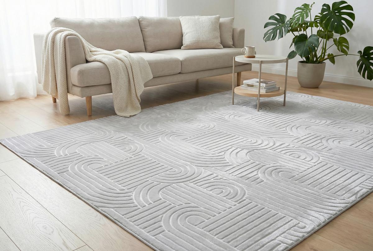 Flachwebeteppich Calma 125 Silber 120 X 160 Cm - Silberfarben, Basics, Textil (120/160cm) - Kayoom