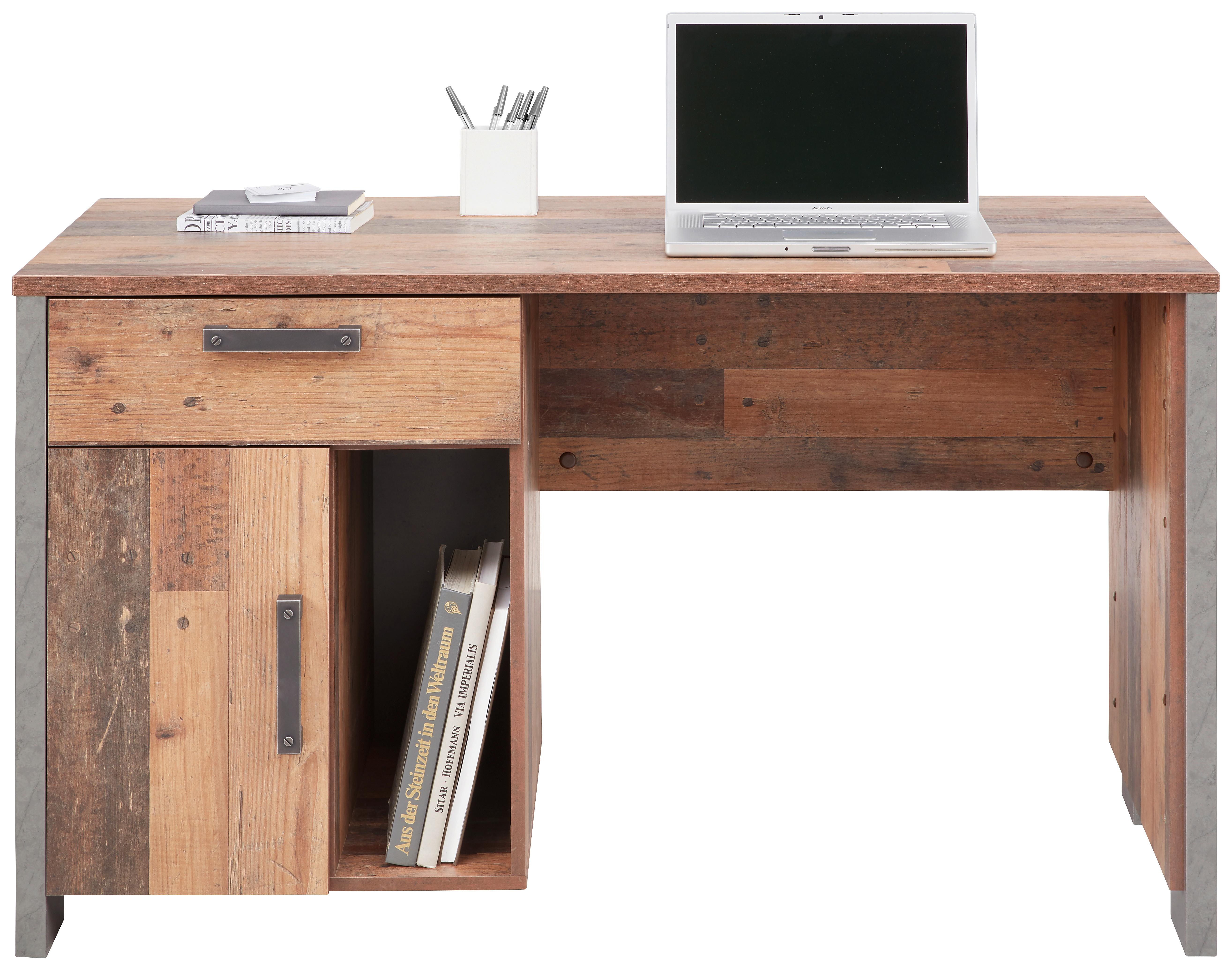 Schreibtisch in Braun/Dunkelgrau - Dunkelgrau/Schwarz, MODERN, Holzwerkstoff/Kunststoff (126,5/73,5/60cm) - Premium Living