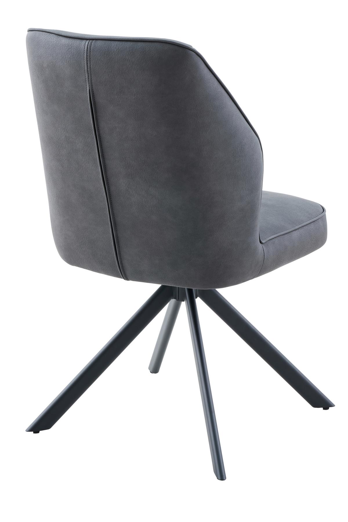 STUHL-SET PRIZZI S 2ER-SET - Anthrazit/Schwarz, MODERN, Textil/Metall (51/92/65cm) - MID.YOU