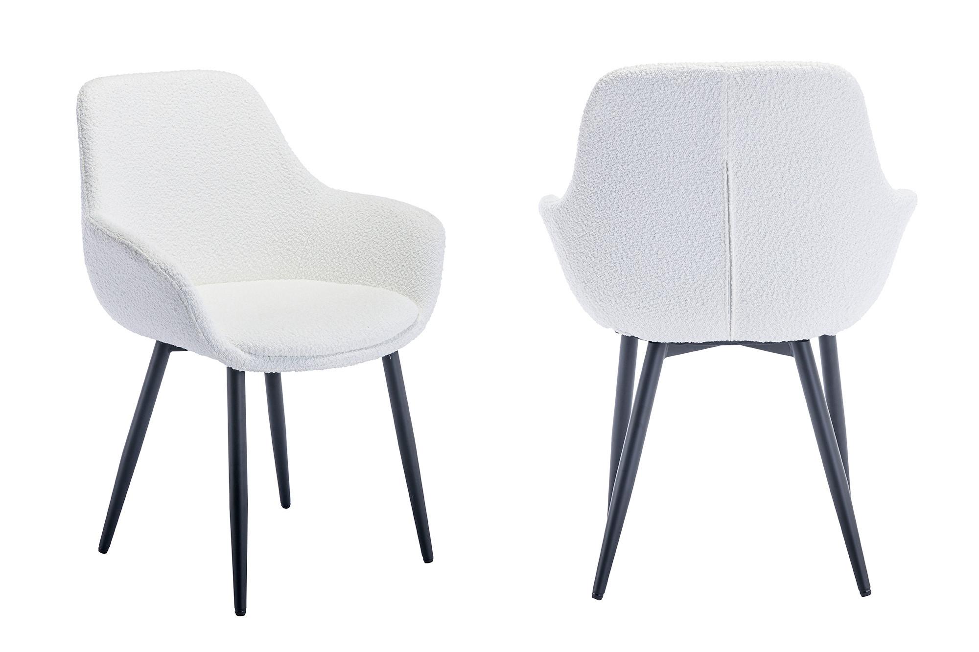 Set Stolov Bouclé, Bela, 2-Delni - črna/bela, Moderno, kovina/tekstil (64/86/59cm) - Livetastic