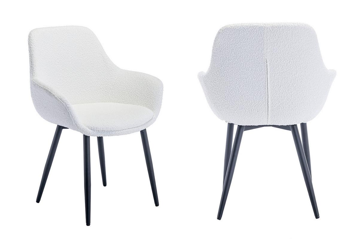 Set Stolov Bouclé, Bela, 2-Delni - črna/bela, Moderno, kovina/tekstil (64/86/59cm) - Livetastic
