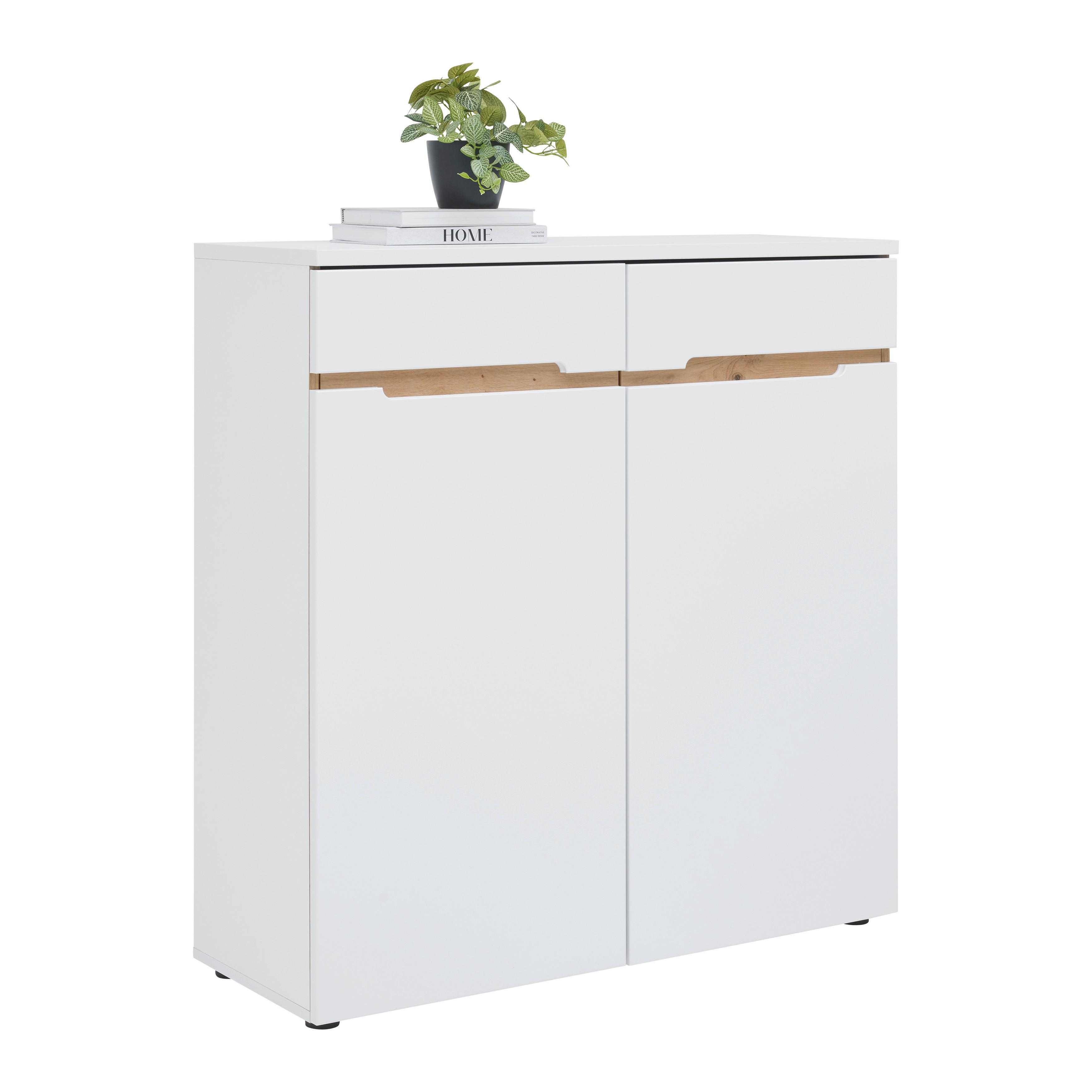 Kommode Dallas Weiß/Eiche Artisan - Weiss/Schwarz, Modern, Holzwerkstoff (100/107/38cm) - Mömax