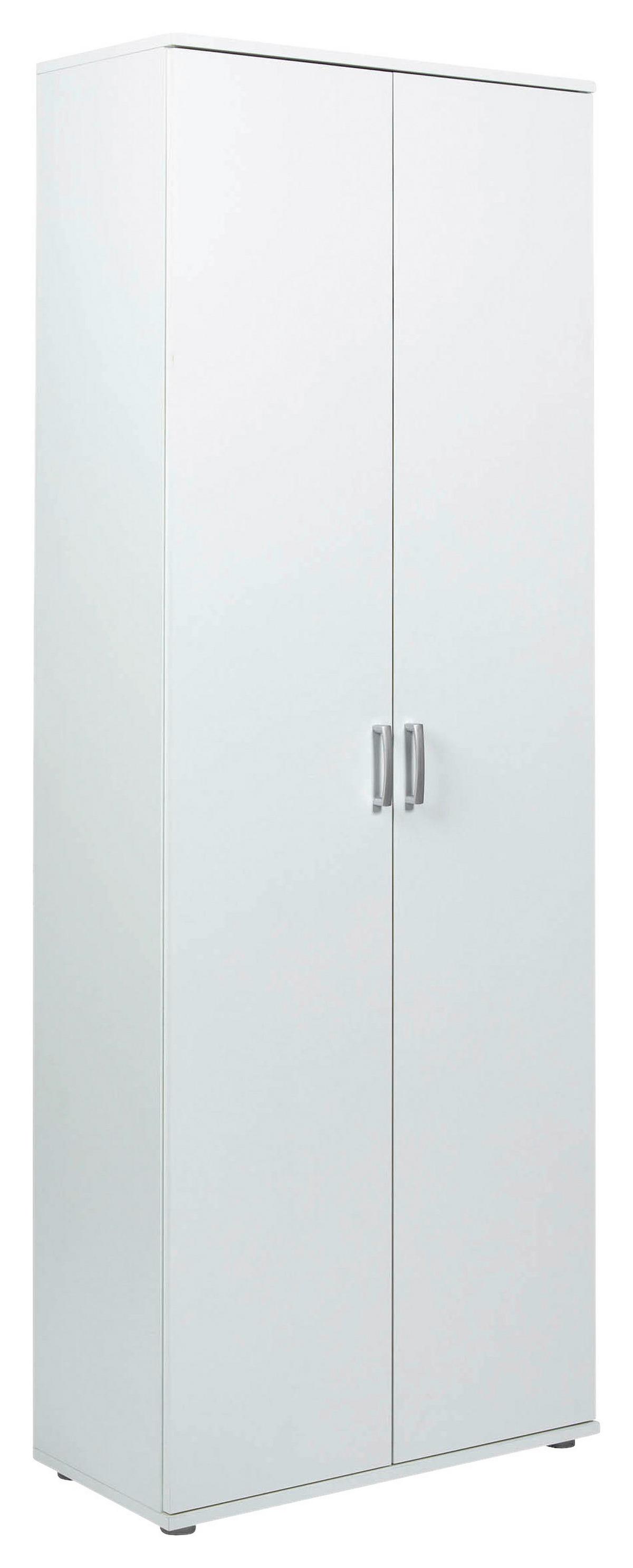 Mehrzweckschrank Arconati ca. 70x34x189 cm Weiß - Silberfarben/Weiß, Basics, Holzwerkstoff/Metall (70/34/189cm) - MID.YOU