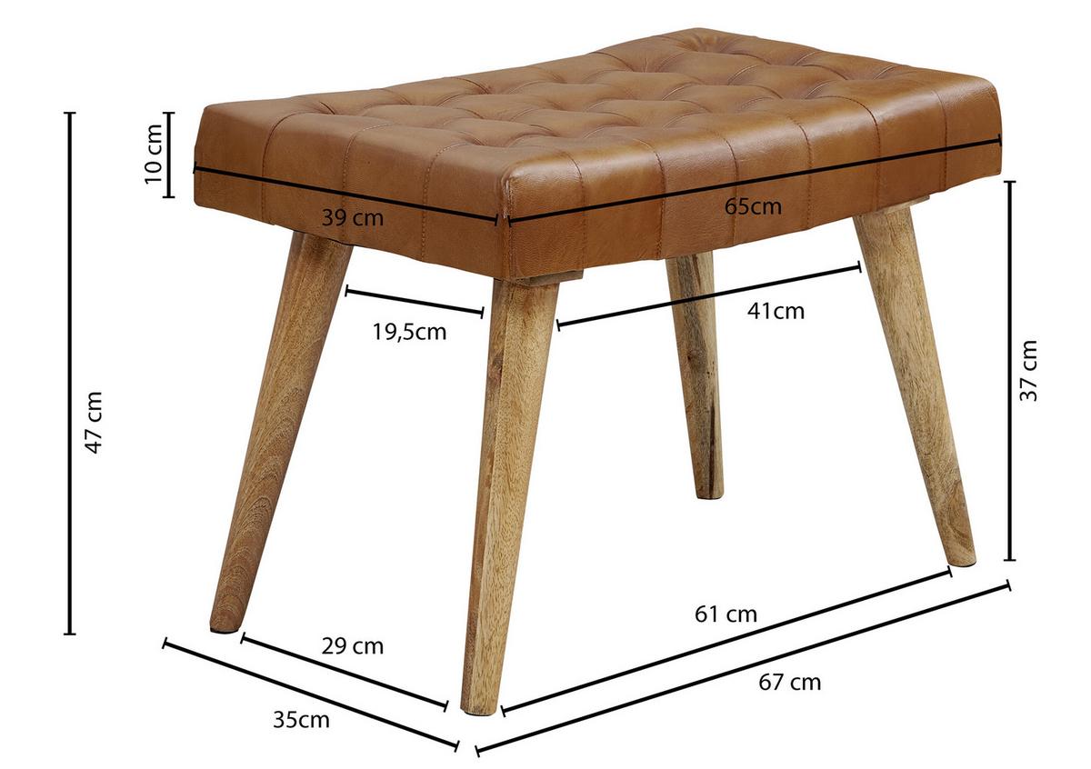 Tabure Hocker - rjava, Natur, les/usnje (67/47/39cm) - MID.YOU