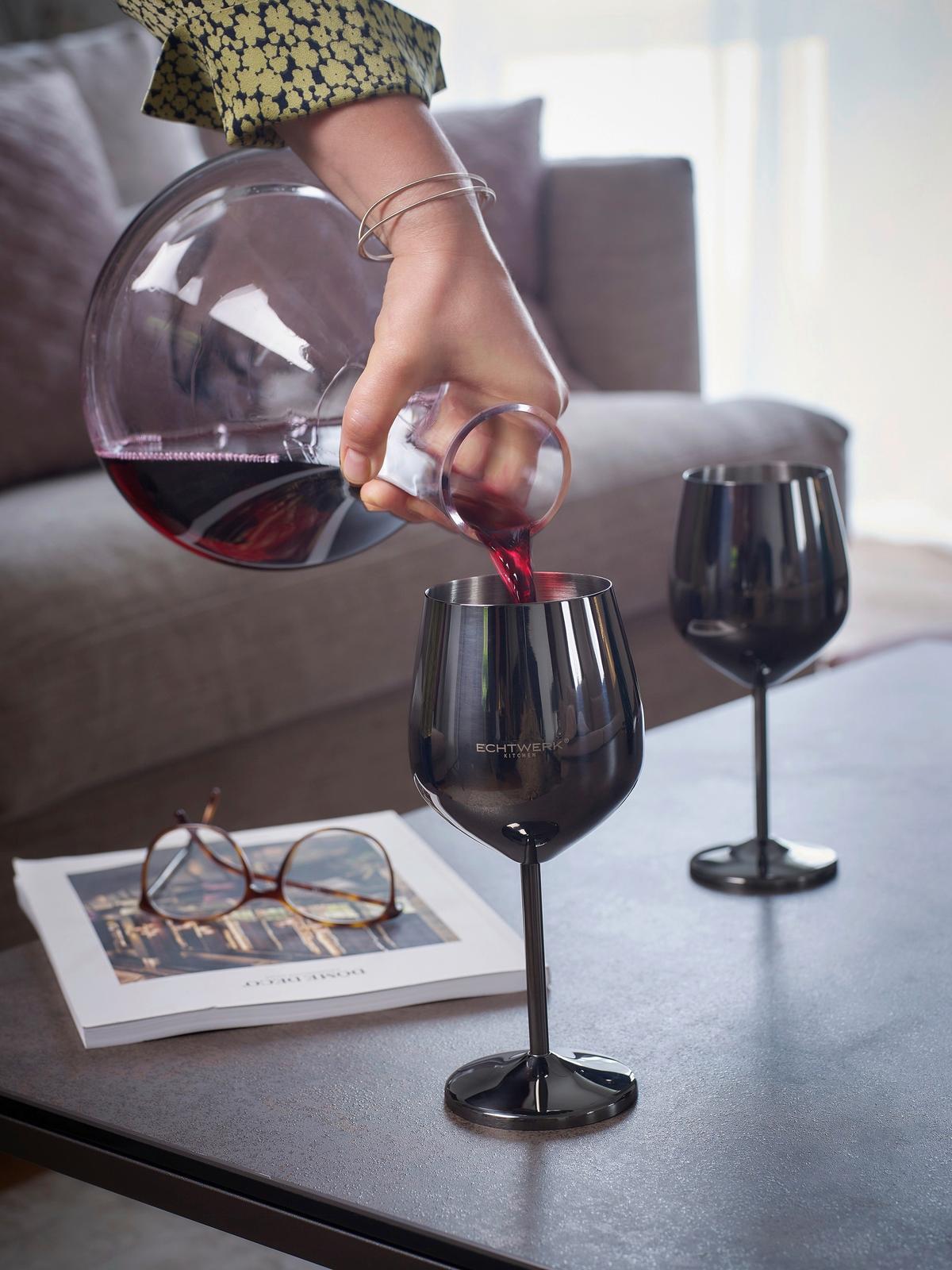 Set pahare 2/1 cca. 500 ml - negru lucios intens, Basics, metal (9,3/4,5/21cm) - Echtwerk