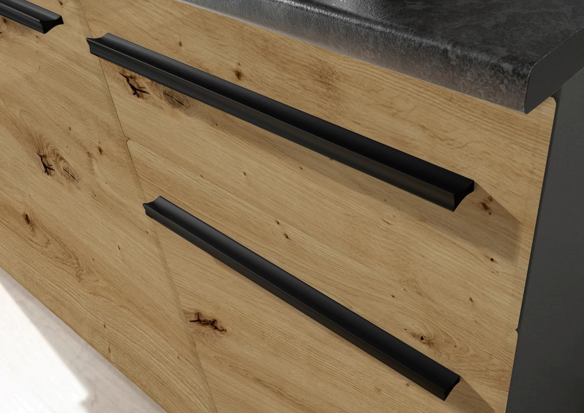 Konyhablokk Gépek Nélkül Jazz Single Z 160 Oak - barna/fekete, Trend, műanyag/faalapú anyag (160cm) - P & B