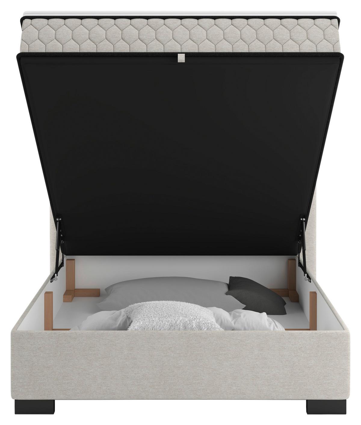 Boxbett Maya D Beige ca. 140x200cm - Beige/Schwarz, KONVENTIONELL, Holz/Holzwerkstoff (140/200cm) - Mömax