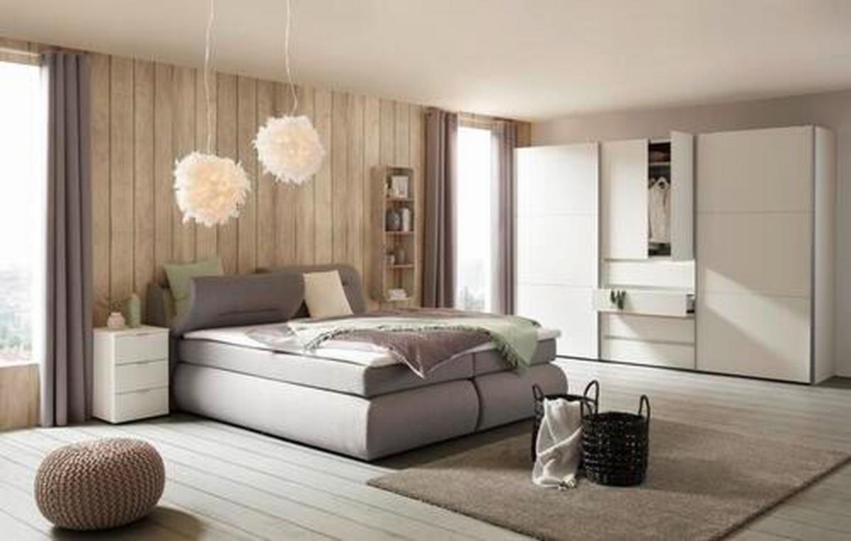 Kombischrank in Polarweiss - Weiss/Alufarben, Konventionell, Holzwerkstoff/Metall (300/216/68cm) - Premium Living