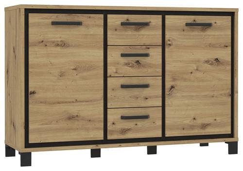 Kommode "Trondheim" , Schwarz, Eiche - Eichefarben/Schwarz, MODERN, Holzwerkstoff/Kunststoff (138,4/91,2/41,5cm) - MID.YOU