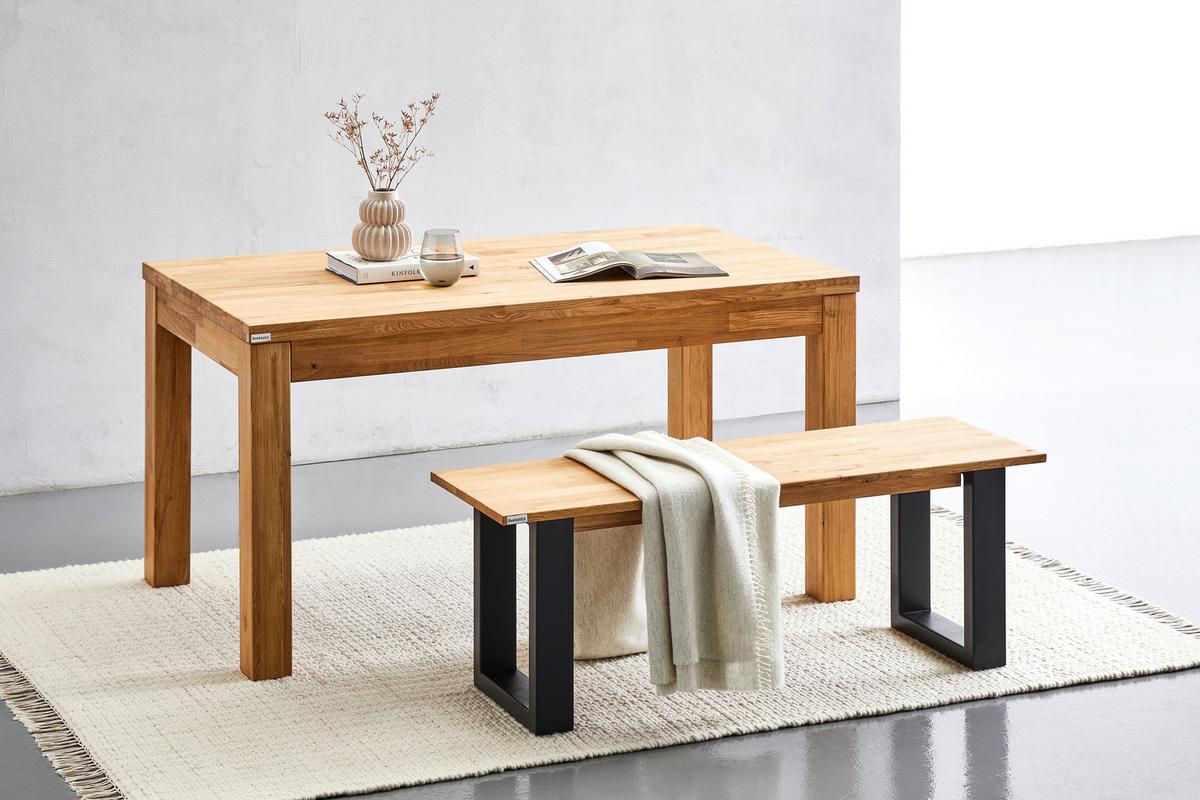 ŁAWKA ROOMSOLVER - dąb dziki/czarny, Natur, drewno (160/38/45cm) - Livetastic